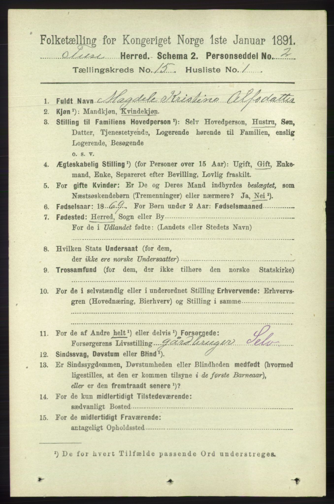 RA, 1891 census for 1241 Fusa, 1891, p. 3395