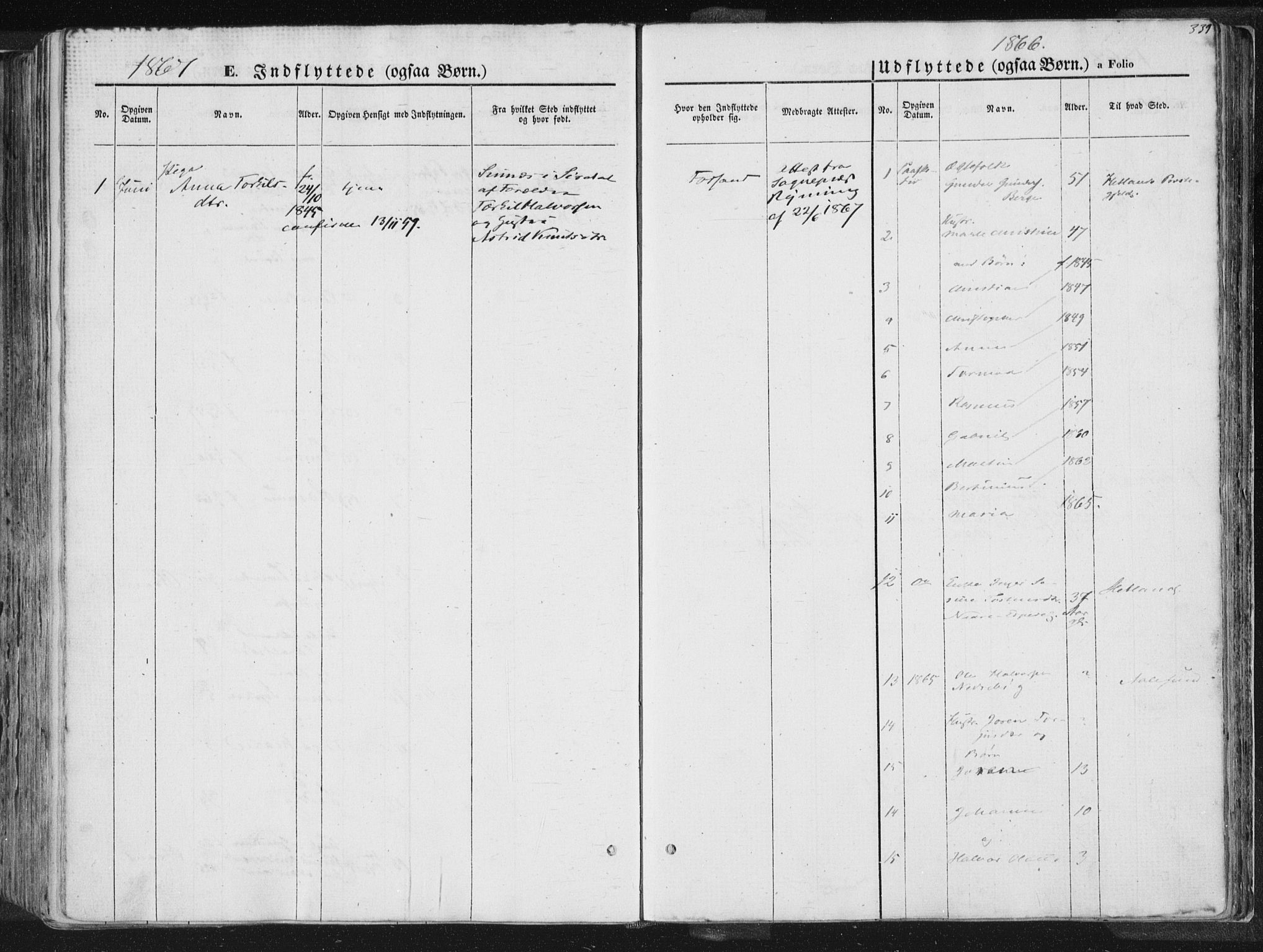 Høgsfjord sokneprestkontor, AV/SAST-A-101624/H/Ha/Haa/L0001: Parish register (official) no. A 1, 1854-1875, p. 339