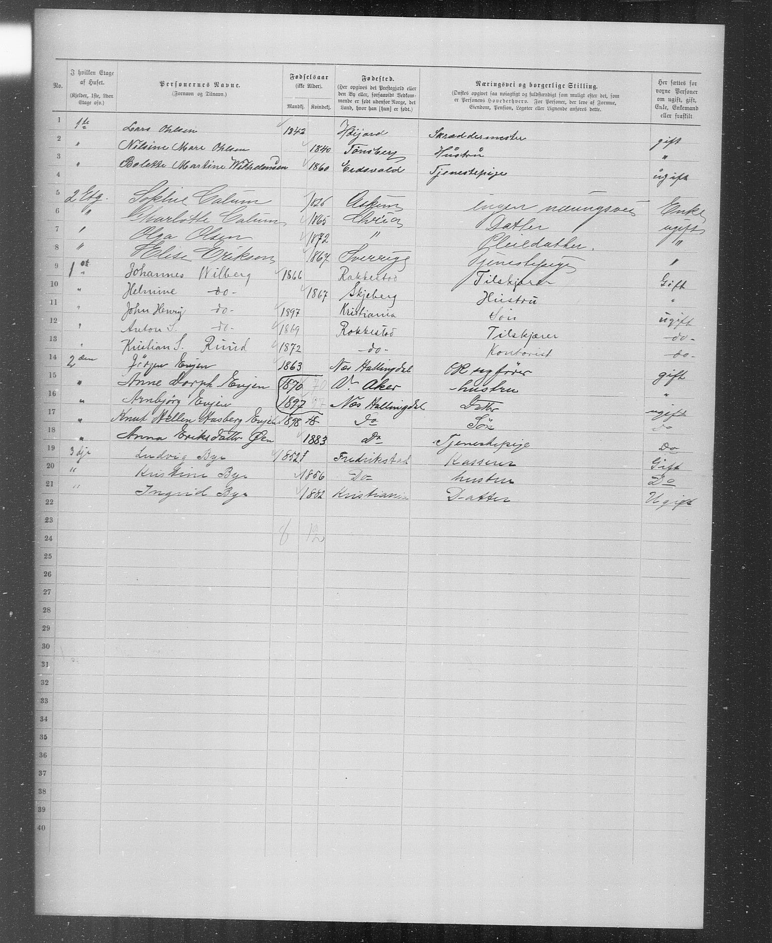 OBA, Municipal Census 1899 for Kristiania, 1899, p. 3004