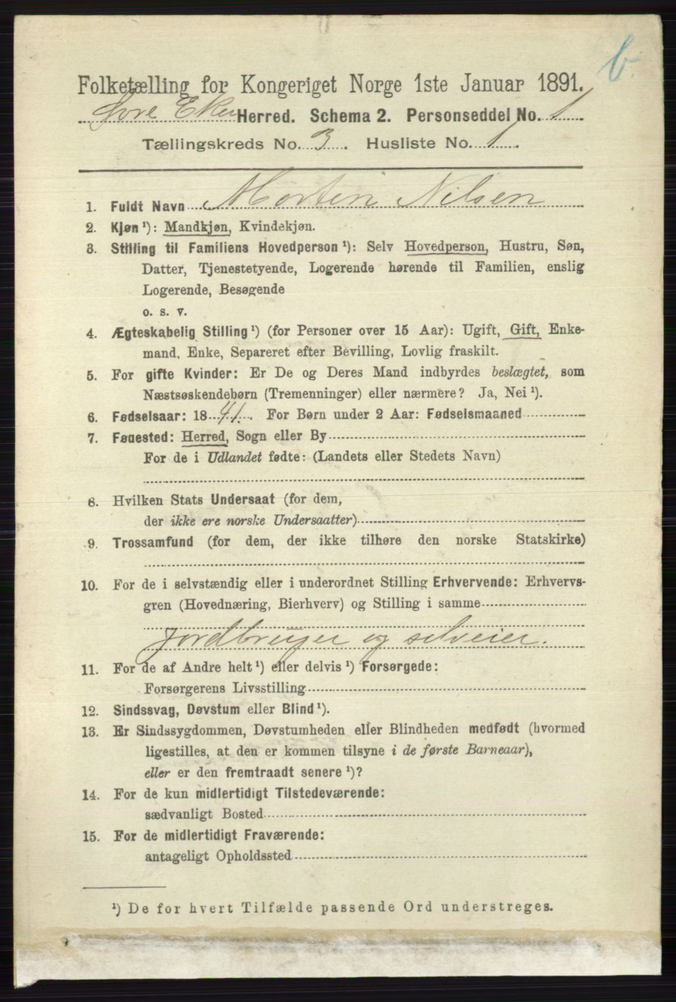 RA, 1891 census for 0624 Øvre Eiker, 1891, p. 9077