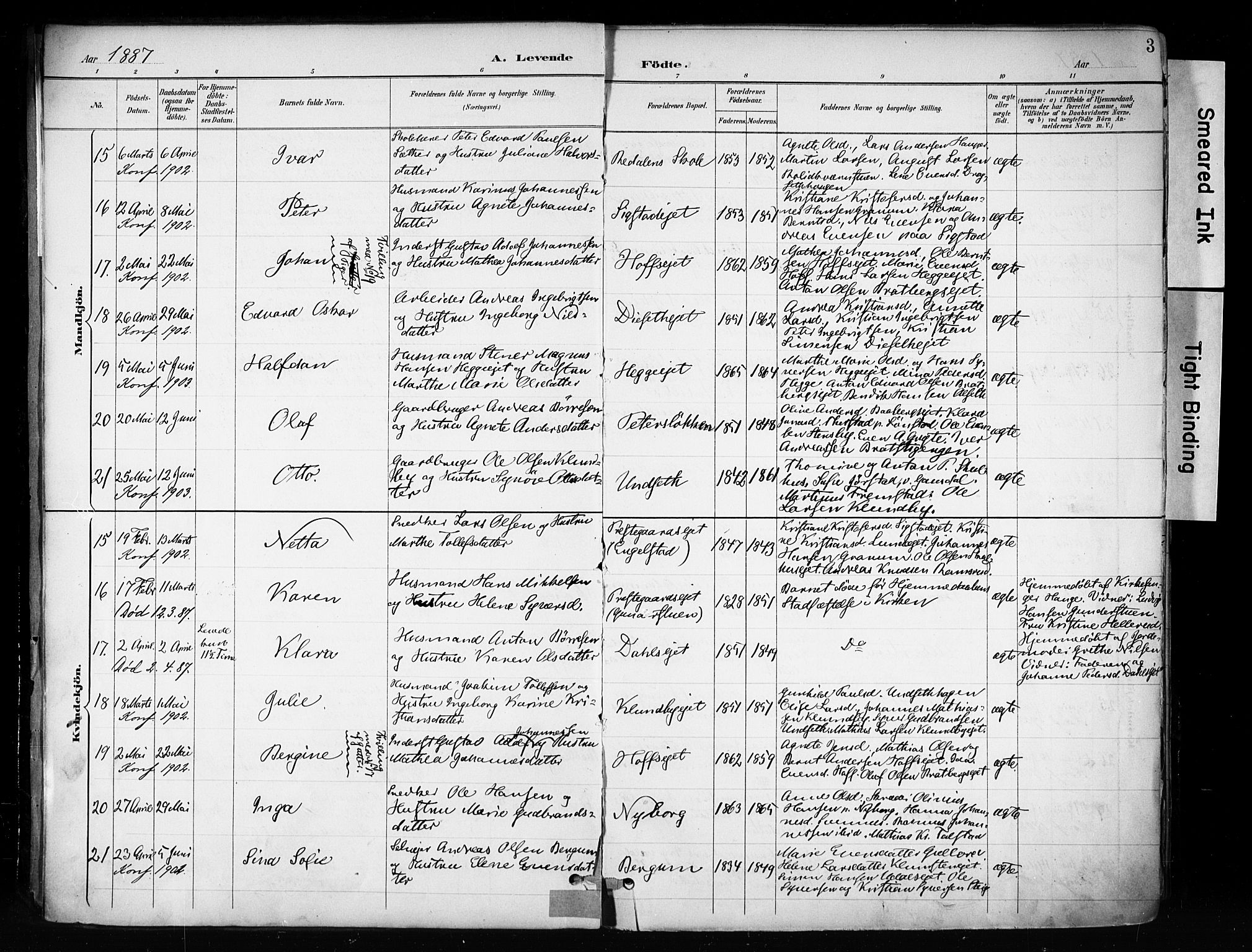 Biri prestekontor, AV/SAH-PREST-096/H/Ha/Haa/L0009: Parish register (official) no. 9, 1887-1900, p. 3