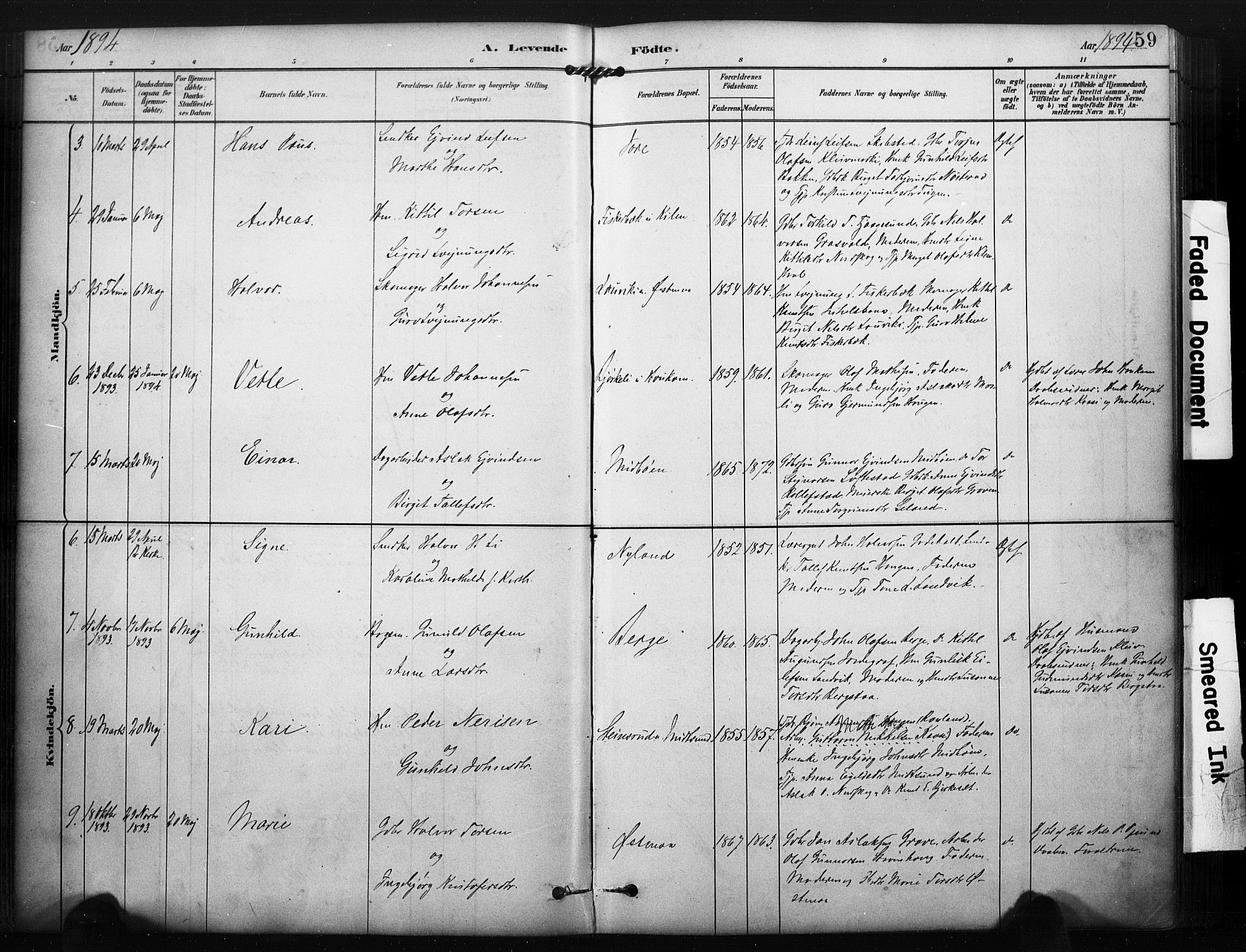 Kviteseid kirkebøker, AV/SAKO-A-276/F/Fa/L0008: Parish register (official) no. I 8, 1882-1903, p. 59