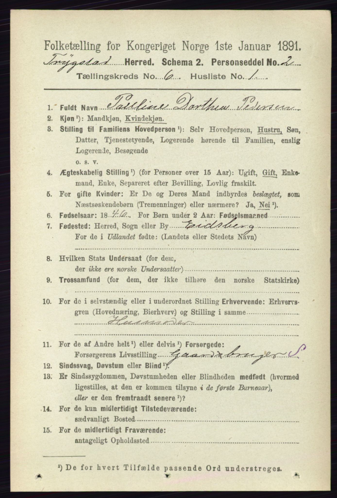 RA, 1891 Census for 0122 Trøgstad, 1891, p. 2490