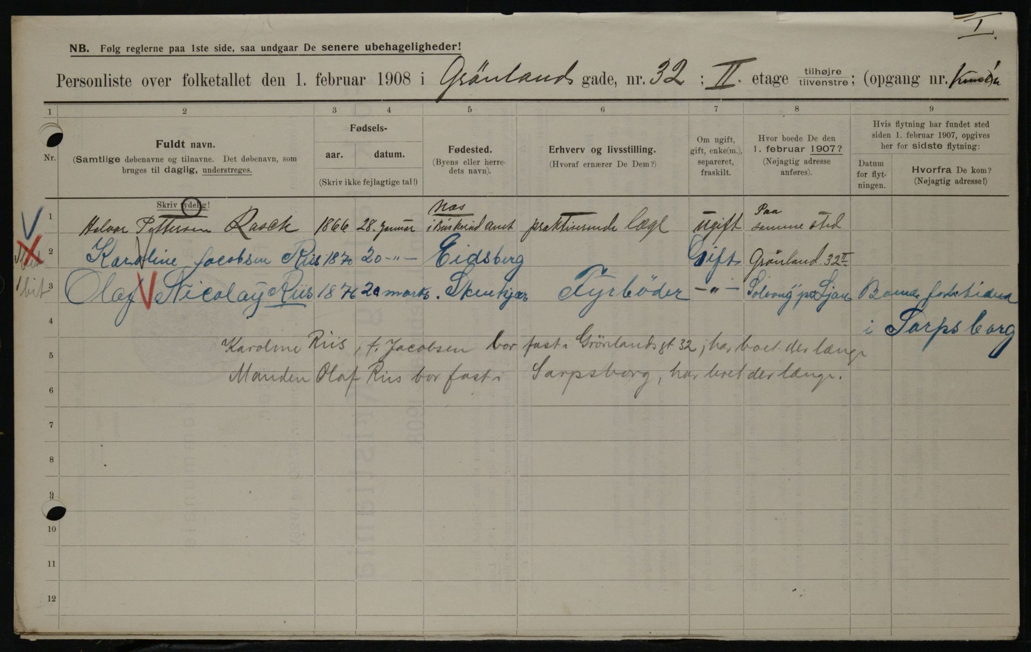 OBA, Municipal Census 1908 for Kristiania, 1908, p. 28455