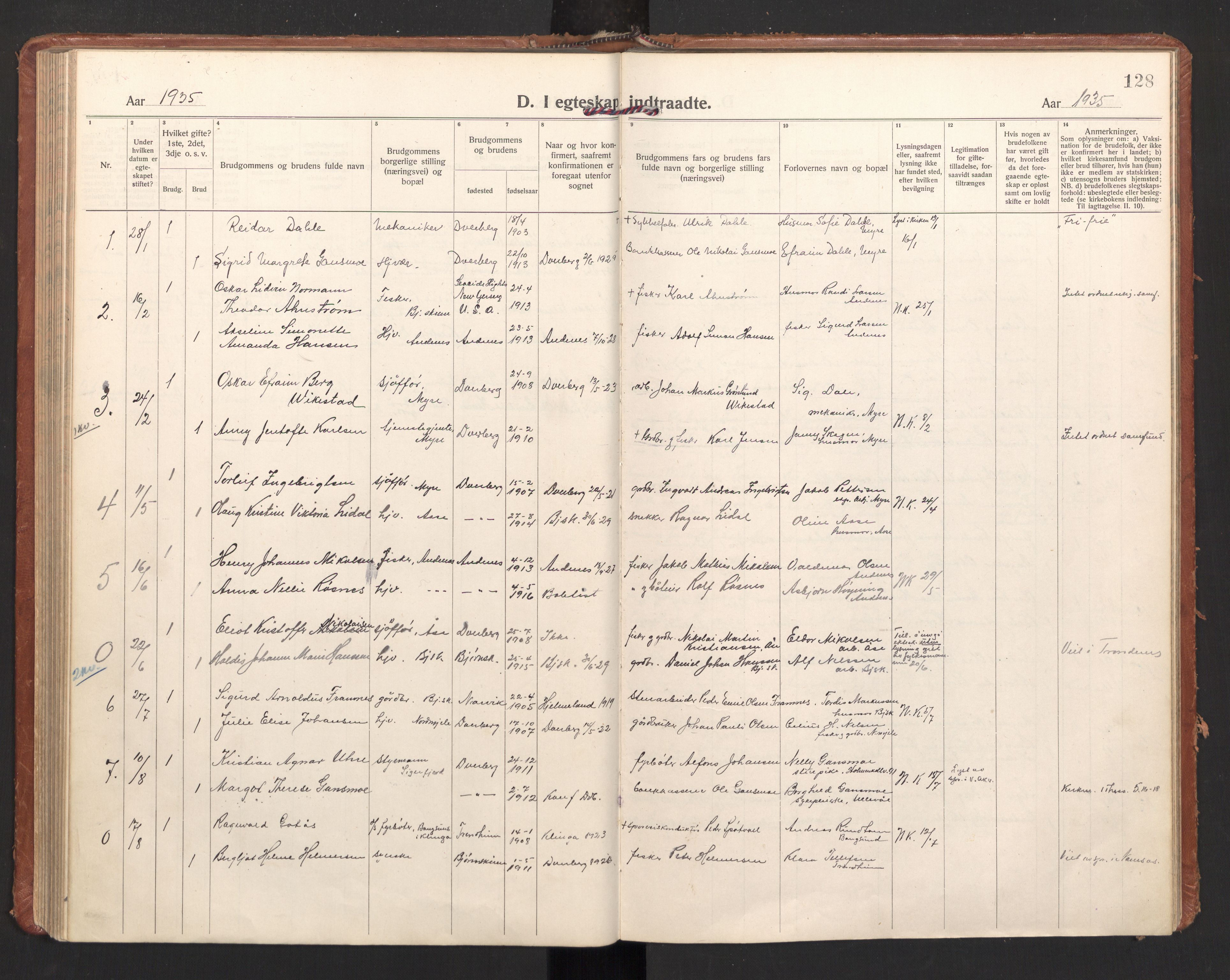 Ministerialprotokoller, klokkerbøker og fødselsregistre - Nordland, SAT/A-1459/897/L1408: Parish register (official) no. 897A15, 1922-1938, p. 128