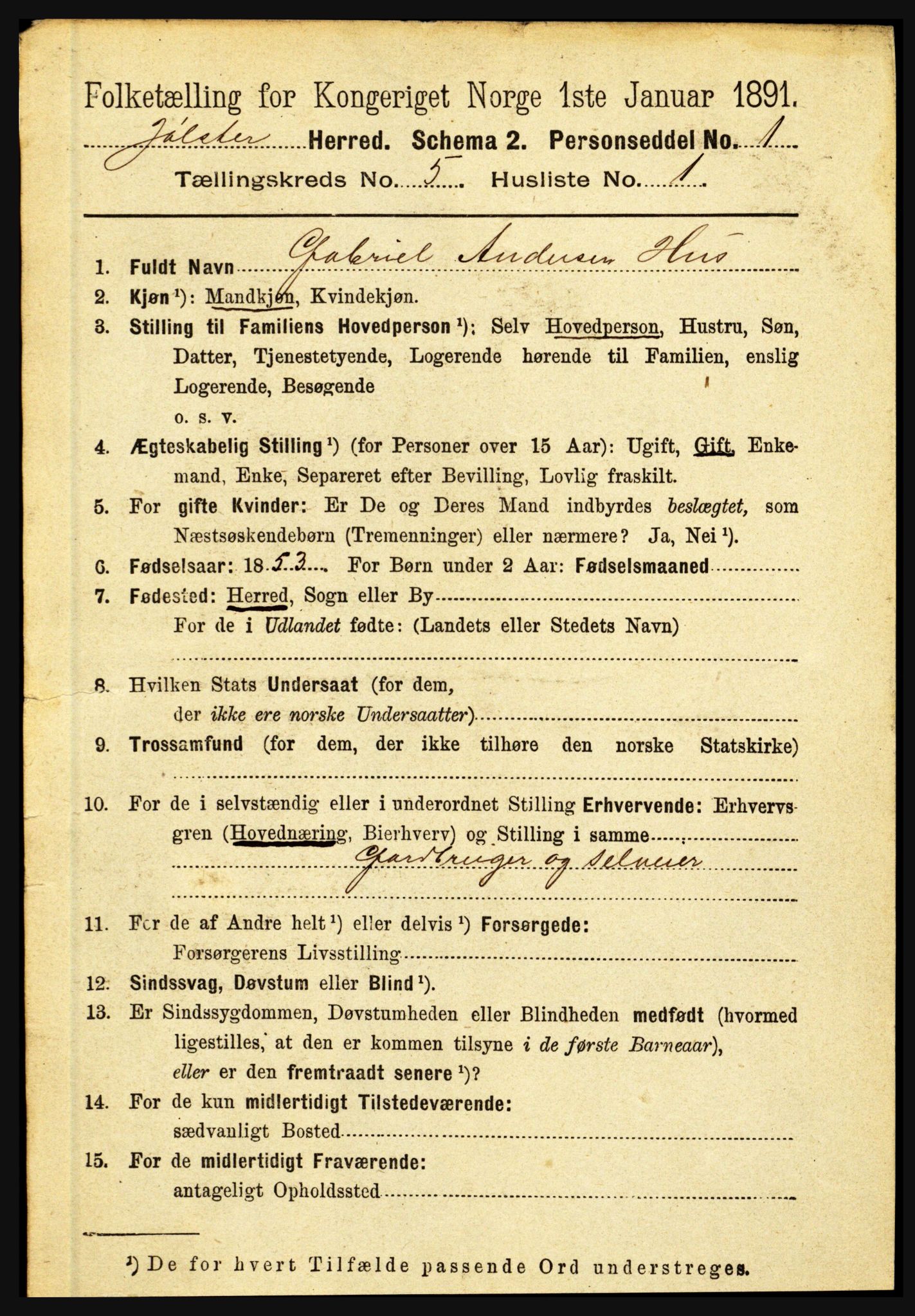 RA, 1891 census for 1431 Jølster, 1891, p. 1781