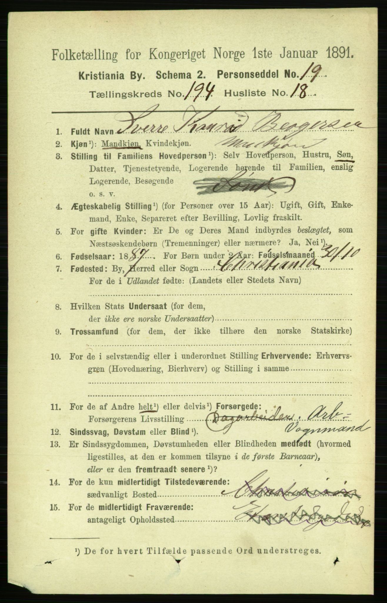 RA, 1891 census for 0301 Kristiania, 1891, p. 117186
