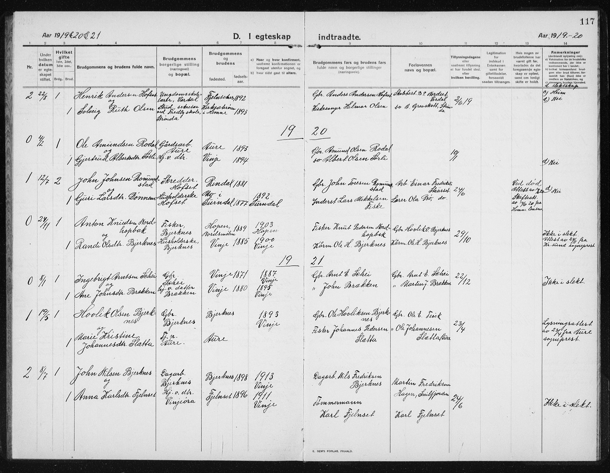 Ministerialprotokoller, klokkerbøker og fødselsregistre - Sør-Trøndelag, SAT/A-1456/631/L0515: Parish register (copy) no. 631C03, 1913-1939, p. 117