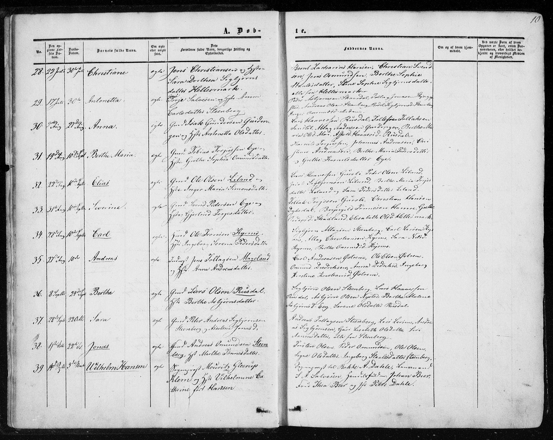 Lund sokneprestkontor, AV/SAST-A-101809/S06/L0009: Parish register (official) no. A 8, 1853-1877, p. 10