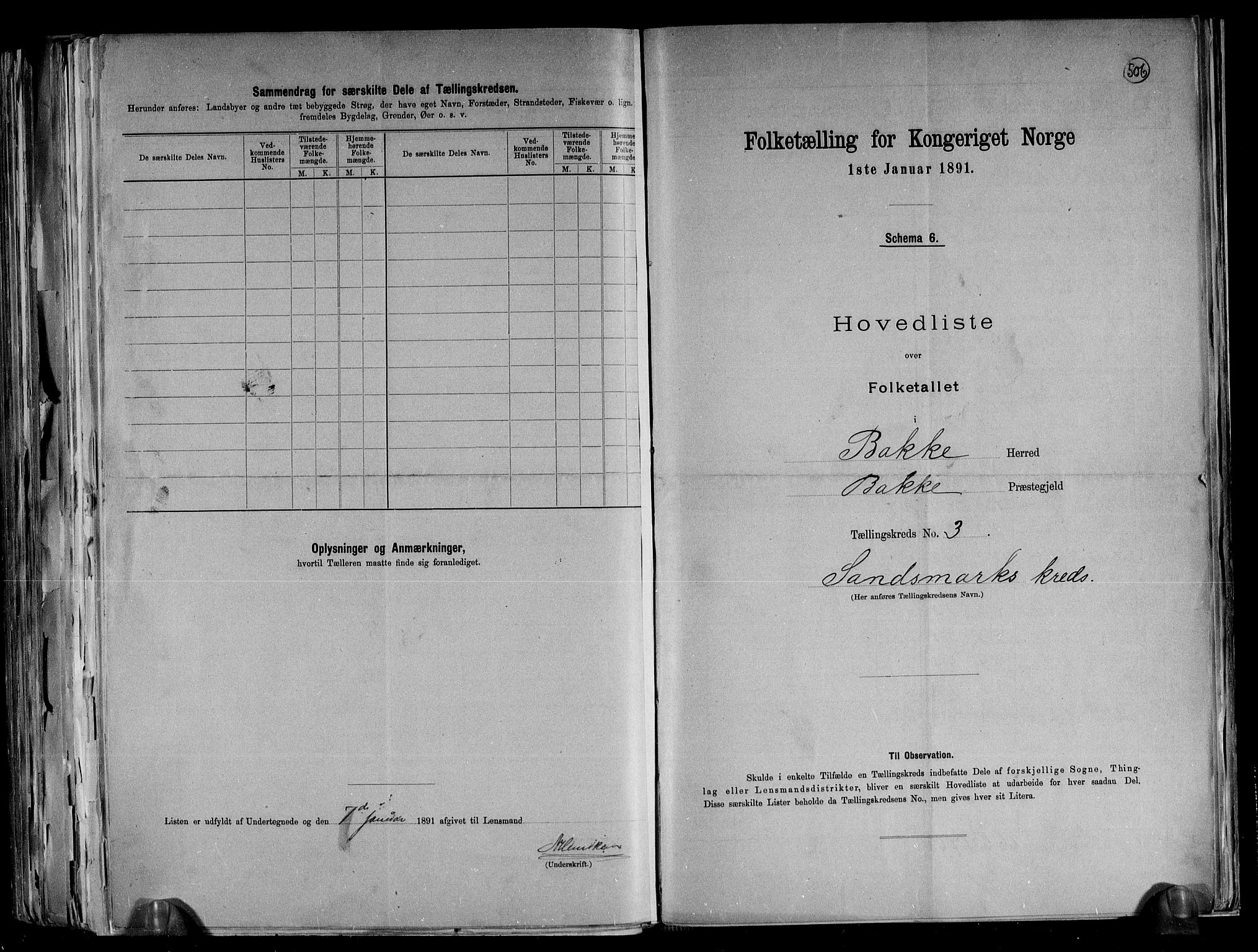 RA, 1891 census for 1045 Bakke, 1891, p. 9