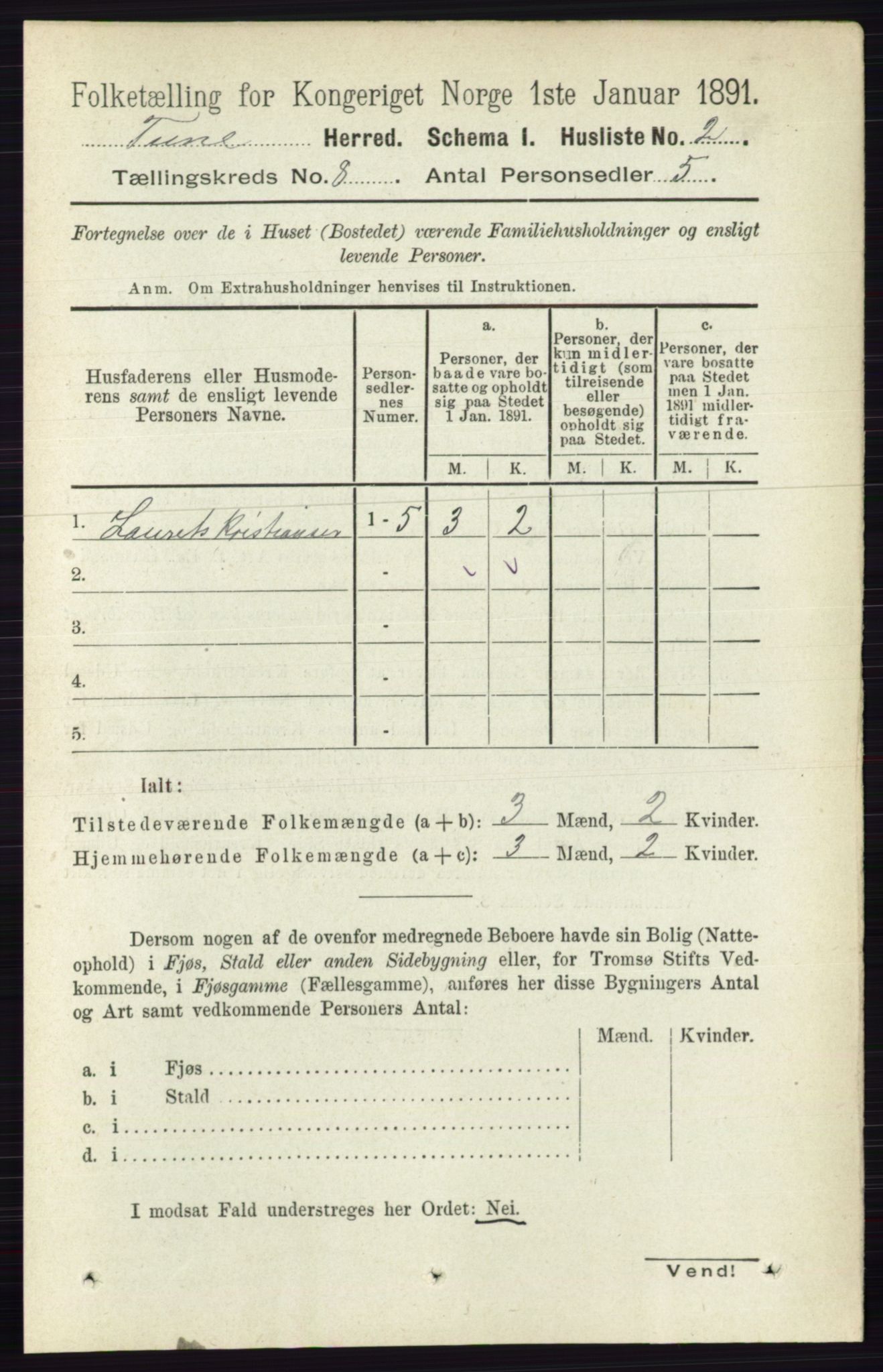 RA, 1891 census for 0130 Tune, 1891, p. 5705