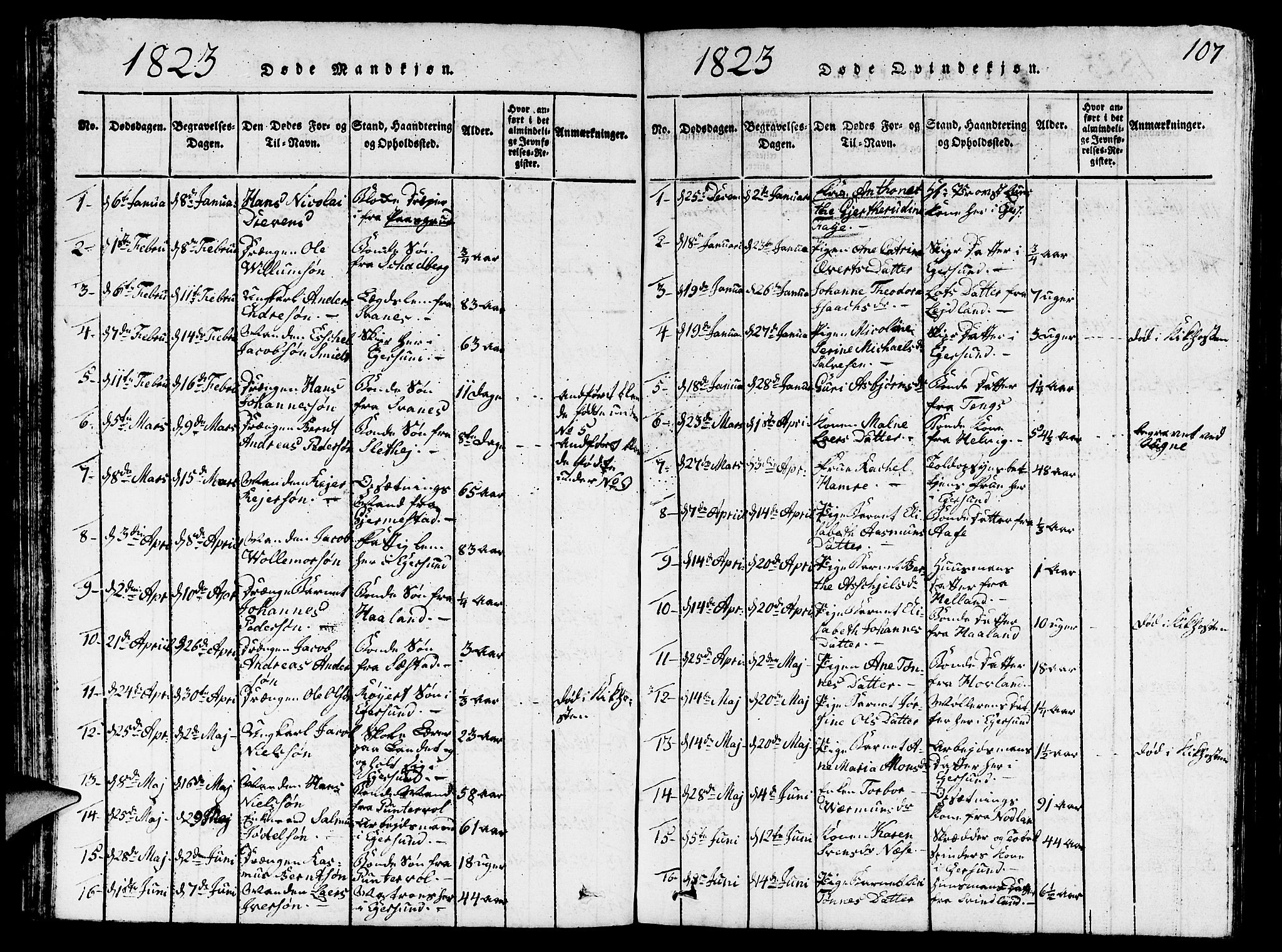 Eigersund sokneprestkontor, SAST/A-101807/S09/L0001: Parish register (copy) no. B 1, 1815-1827, p. 107