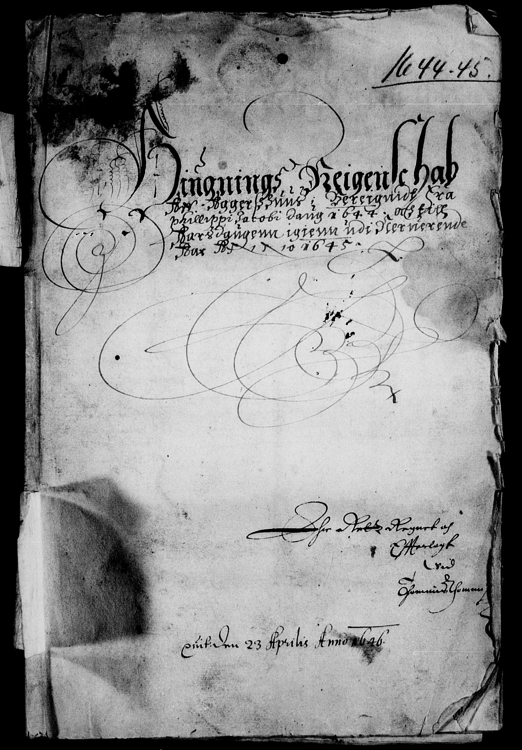Rentekammeret inntil 1814, Reviderte regnskaper, Lensregnskaper, AV/RA-EA-5023/R/Rb/Rba/L0182: Akershus len, 1643-1645