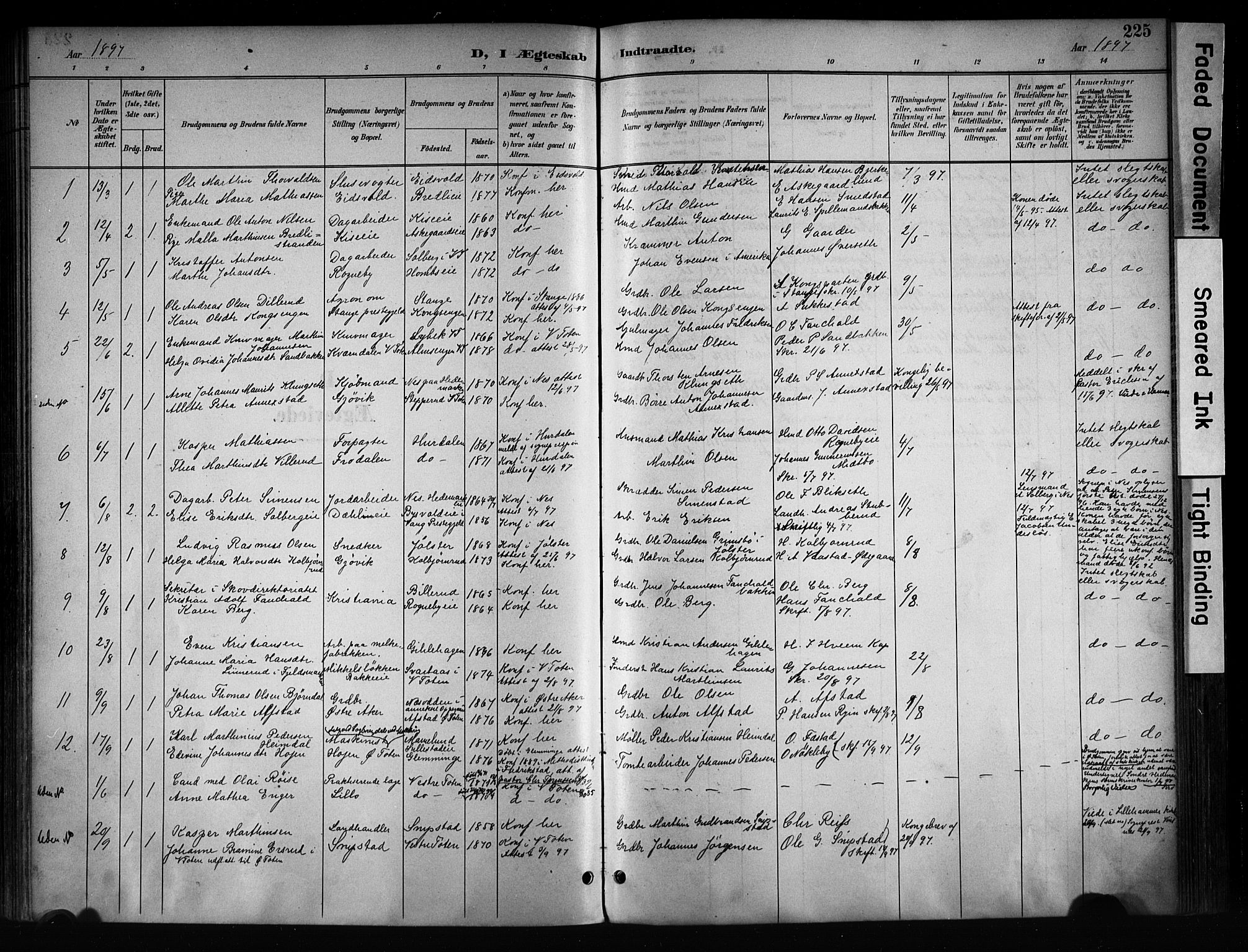 Østre Toten prestekontor, SAH/PREST-104/H/Ha/Haa/L0008: Parish register (official) no. 8, 1897-1909, p. 225