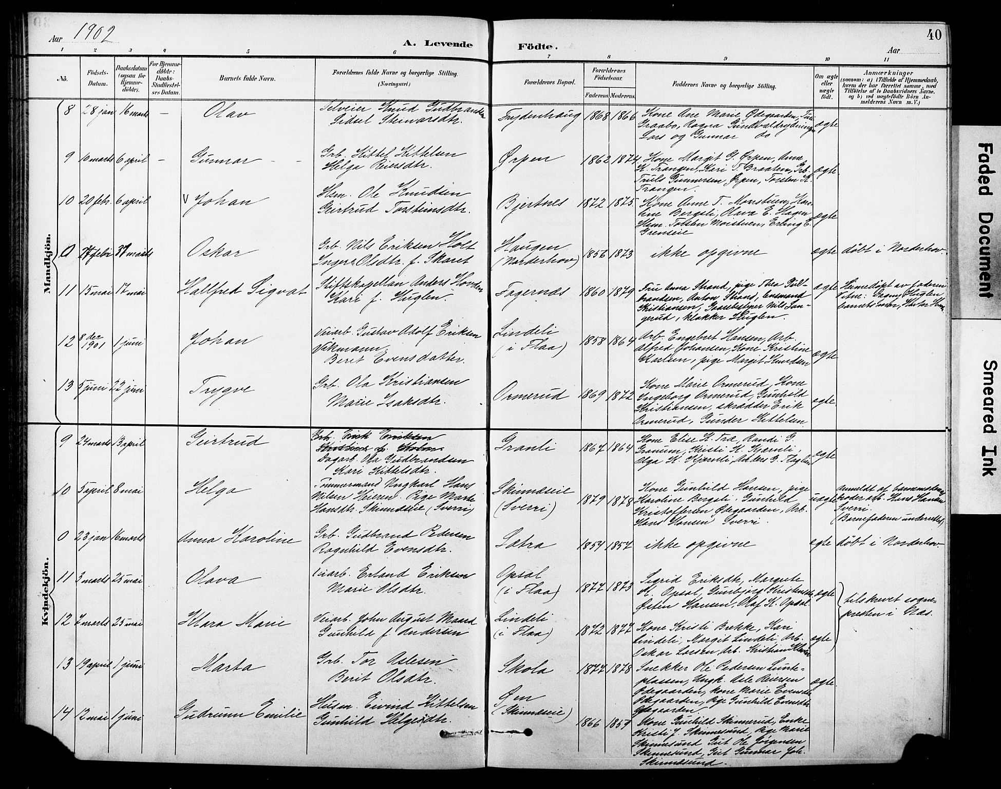 Krødsherad kirkebøker, SAKO/A-19/G/Ga/L0002: Parish register (copy) no. 2, 1894-1918, p. 40