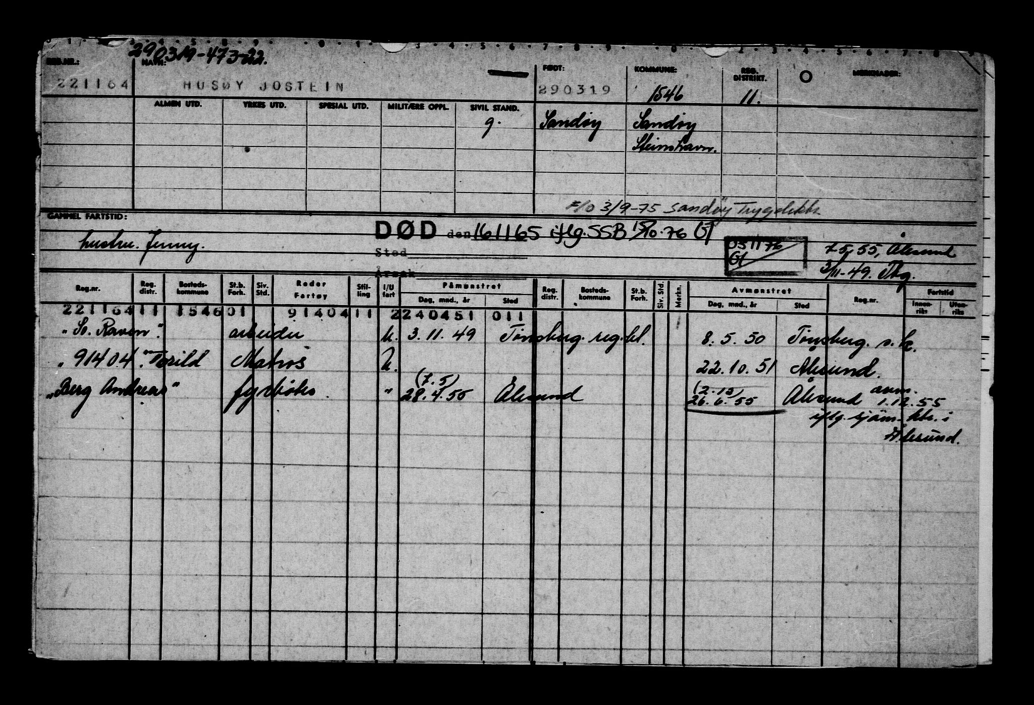 Direktoratet for sjømenn, AV/RA-S-3545/G/Gb/L0167: Hovedkort, 1919, p. 437