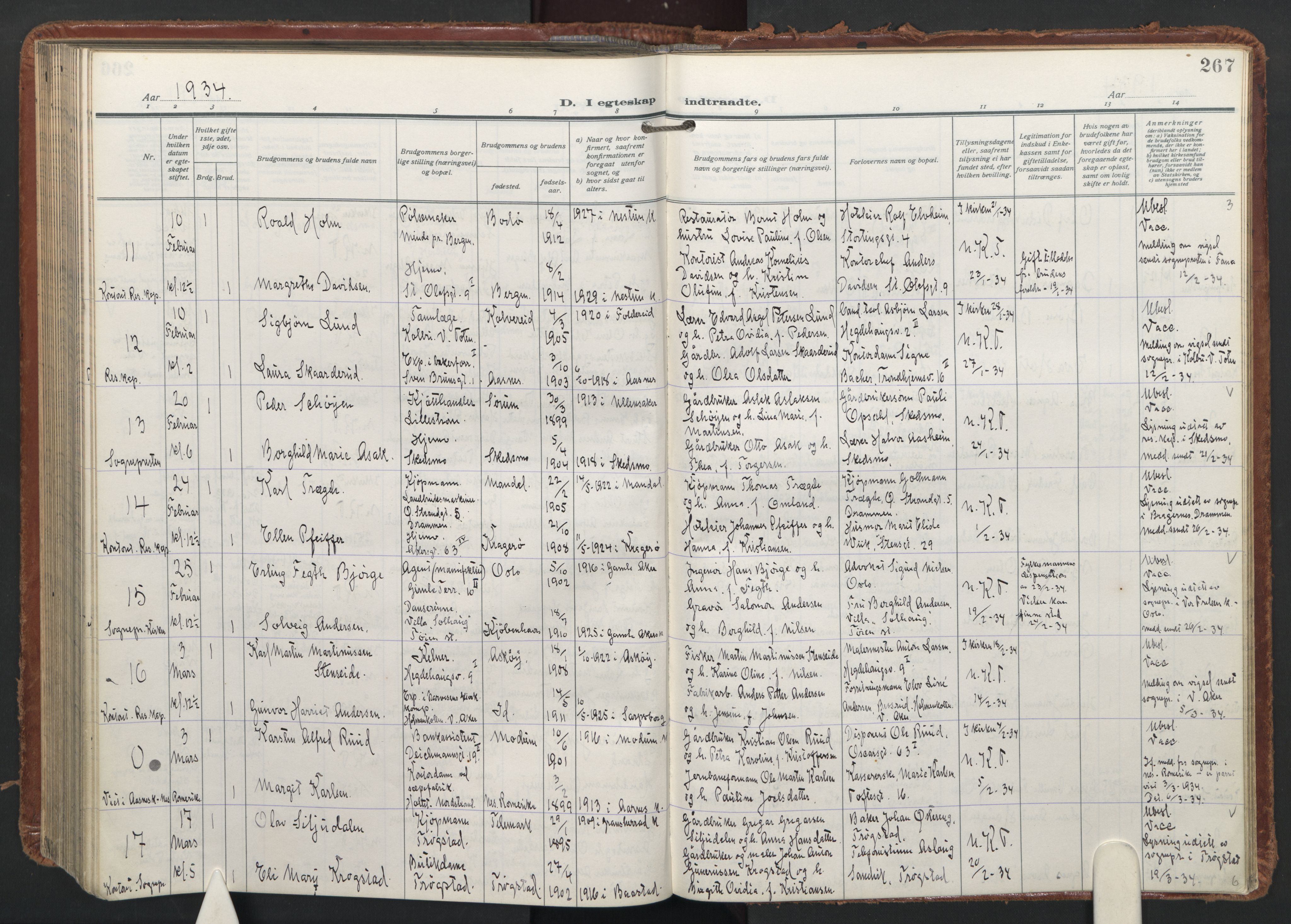 Trefoldighet prestekontor Kirkebøker, AV/SAO-A-10882/F/Fc/L0009: Parish register (official) no. III 9, 1922-1936, p. 267