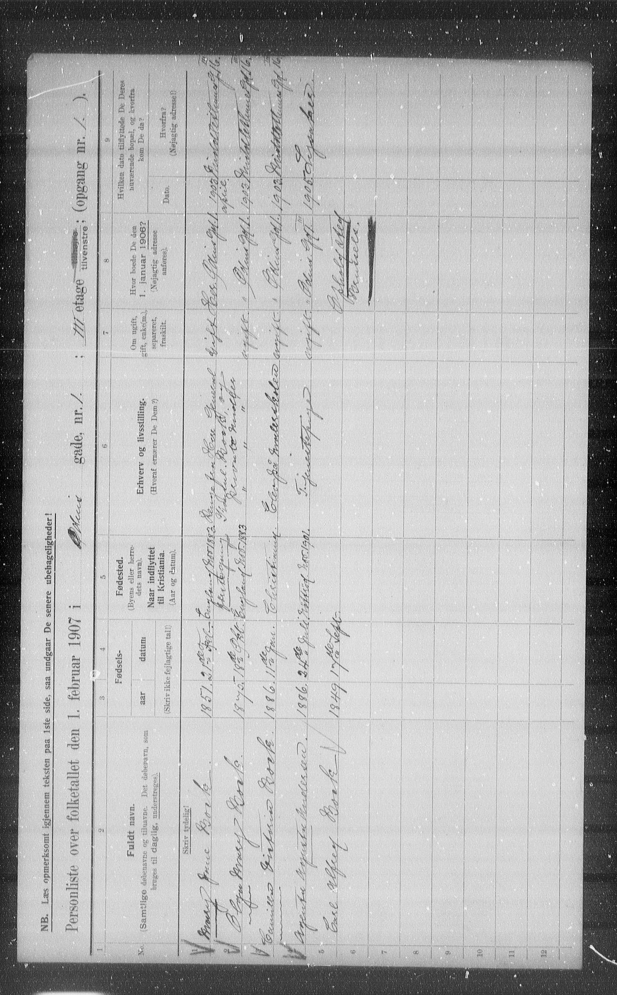 OBA, Municipal Census 1907 for Kristiania, 1907, p. 38211