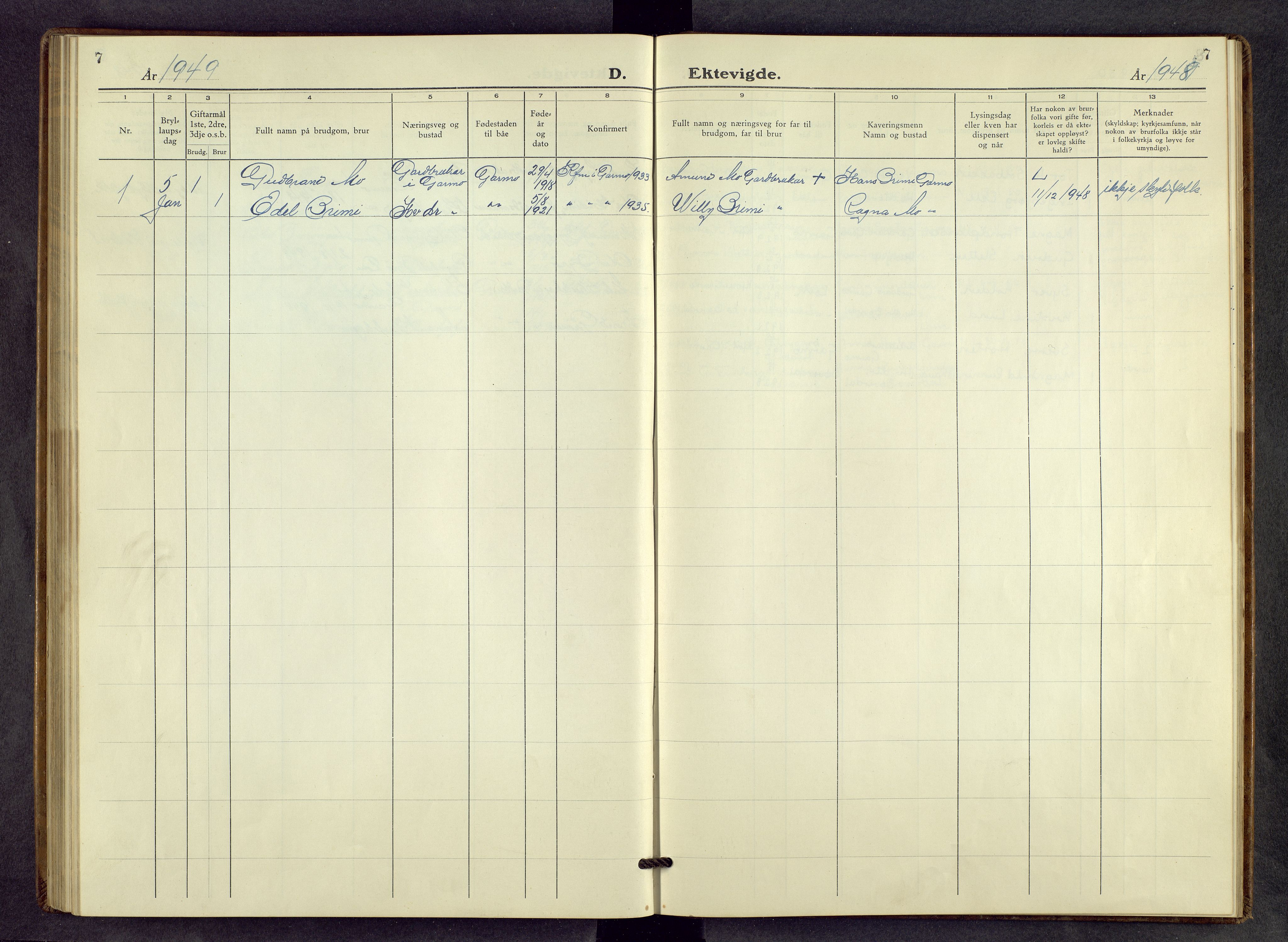 Lom prestekontor, SAH/PREST-070/L/L0010: Parish register (copy) no. 10, 1940-1963, p. 7