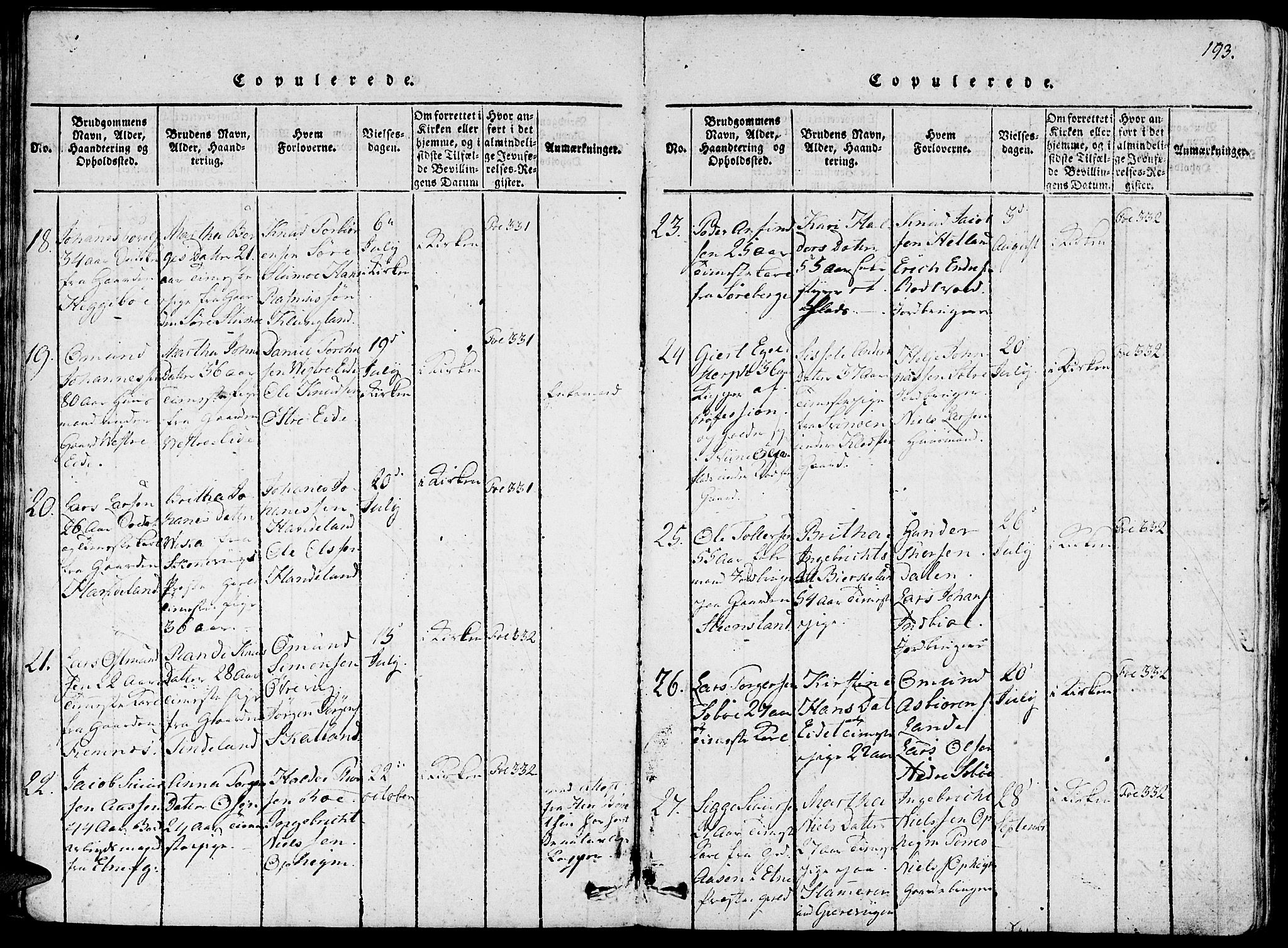 Fjelberg sokneprestembete, SAB/A-75201/H/Haa: Parish register (official) no. A 4, 1816-1822, p. 193