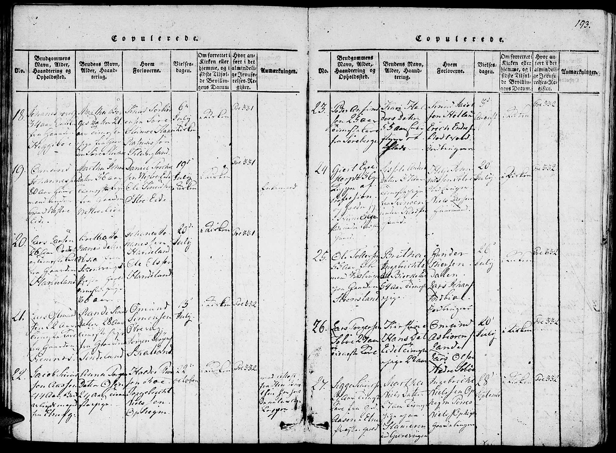 Fjelberg sokneprestembete, AV/SAB-A-75201/H/Haa: Parish register (official) no. A 4, 1816-1822, p. 193