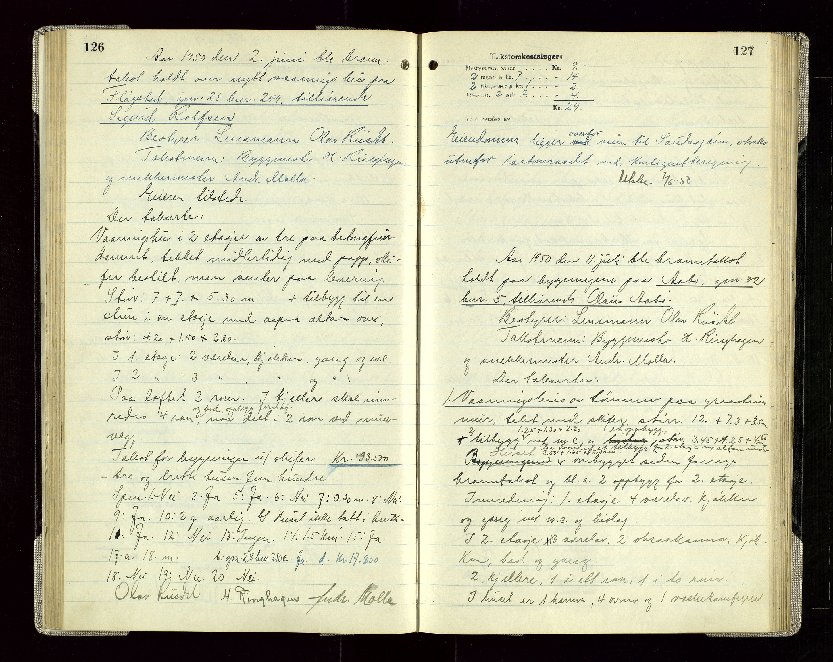 Sauda lensmannskontor, AV/SAST-A-100177/Goa/L0005: "Branntakstprotokoll for Sauda lensmannsdistrikt", 1946-1955, p. 126-127