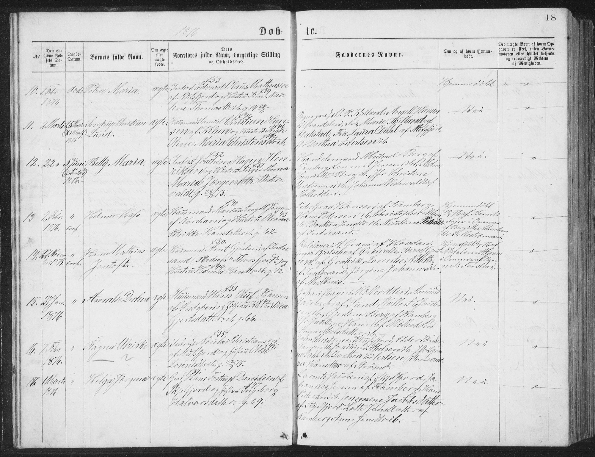 Ministerialprotokoller, klokkerbøker og fødselsregistre - Nordland, AV/SAT-A-1459/885/L1213: Parish register (copy) no. 885C02, 1874-1892, p. 18