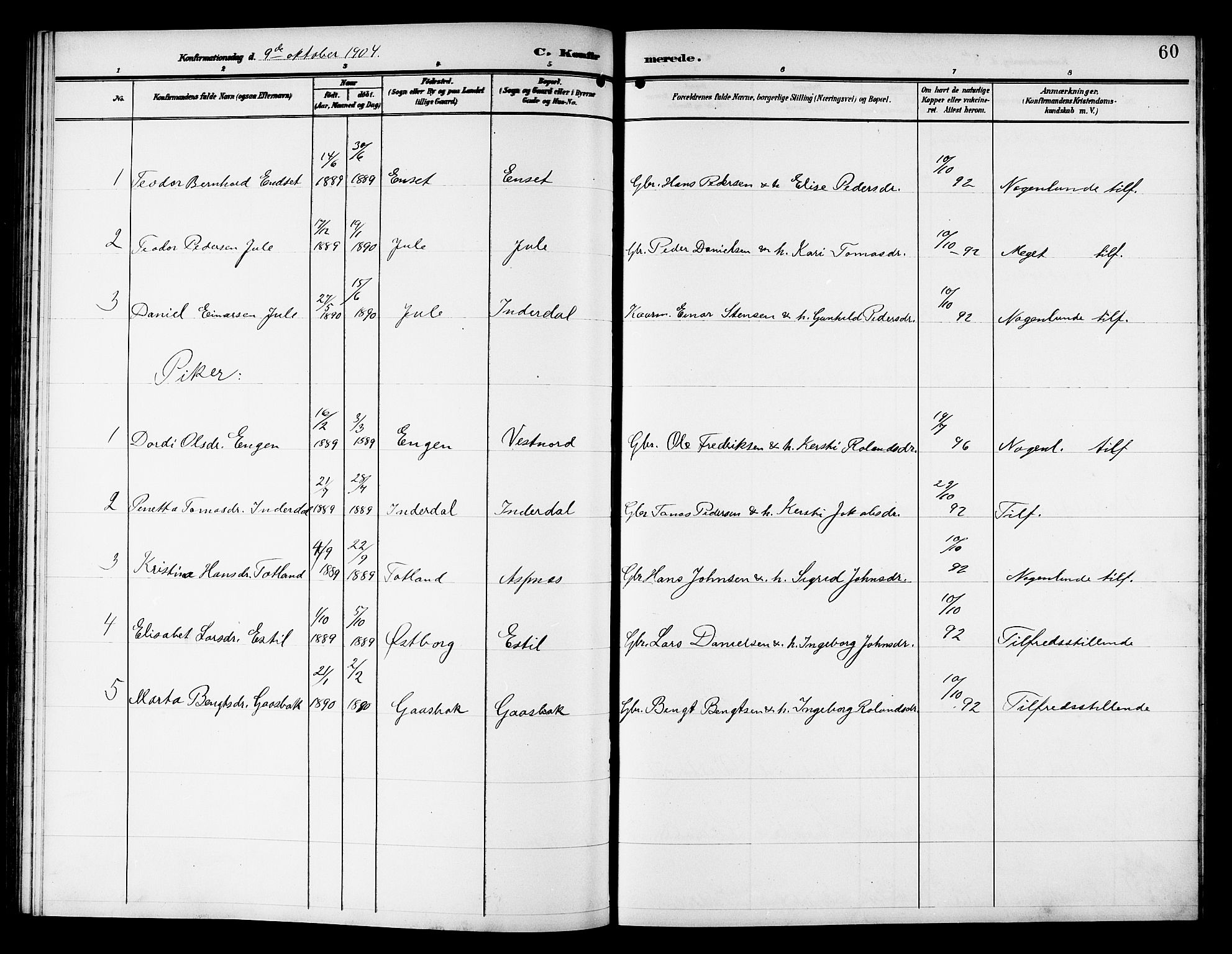 Ministerialprotokoller, klokkerbøker og fødselsregistre - Nord-Trøndelag, SAT/A-1458/757/L0506: Parish register (copy) no. 757C01, 1904-1922, p. 60