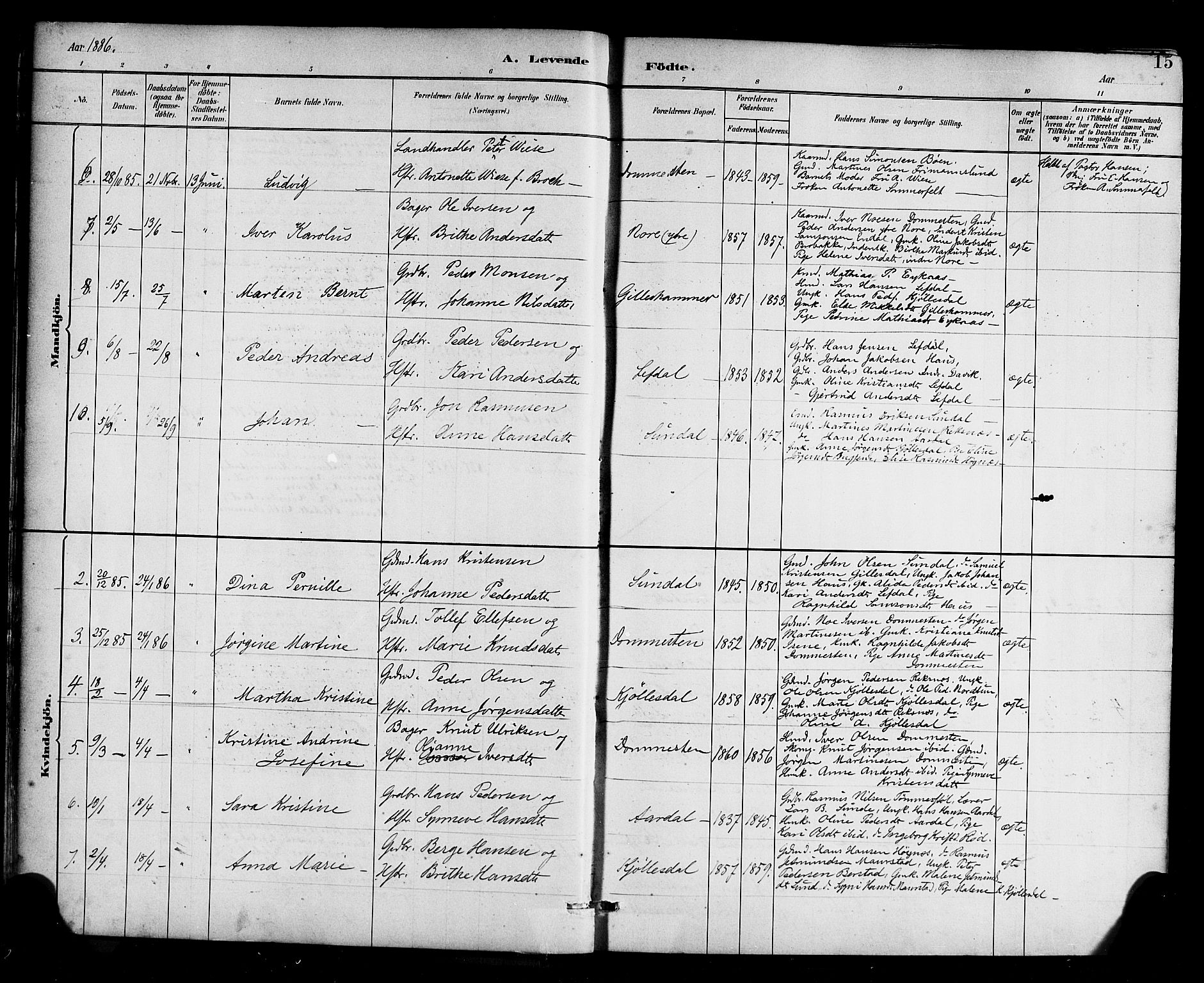 Davik sokneprestembete, AV/SAB-A-79701/H/Haa/Haab/L0001: Parish register (official) no. B 1, 1882-1900, p. 15