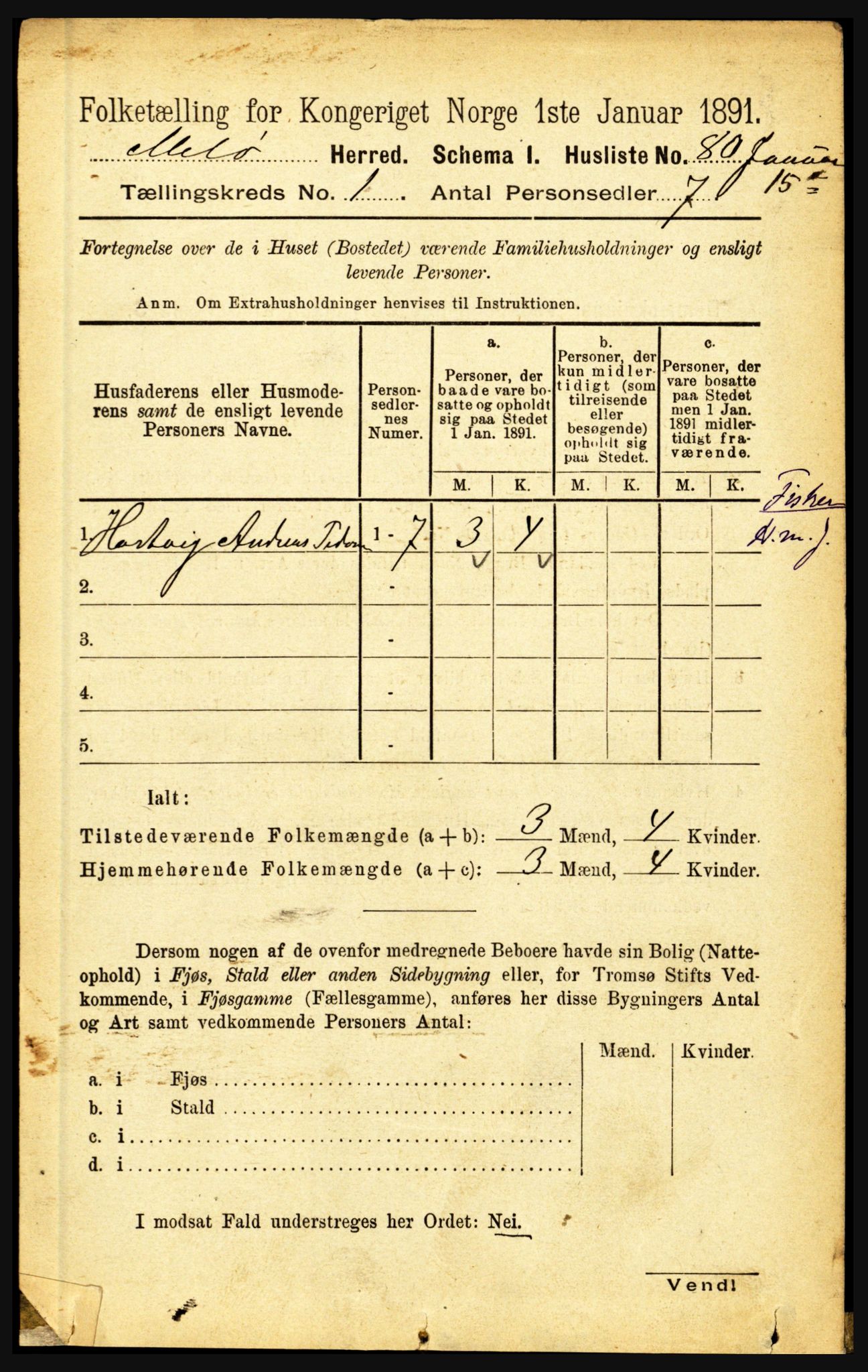 RA, 1891 census for 1837 Meløy, 1891, p. 104