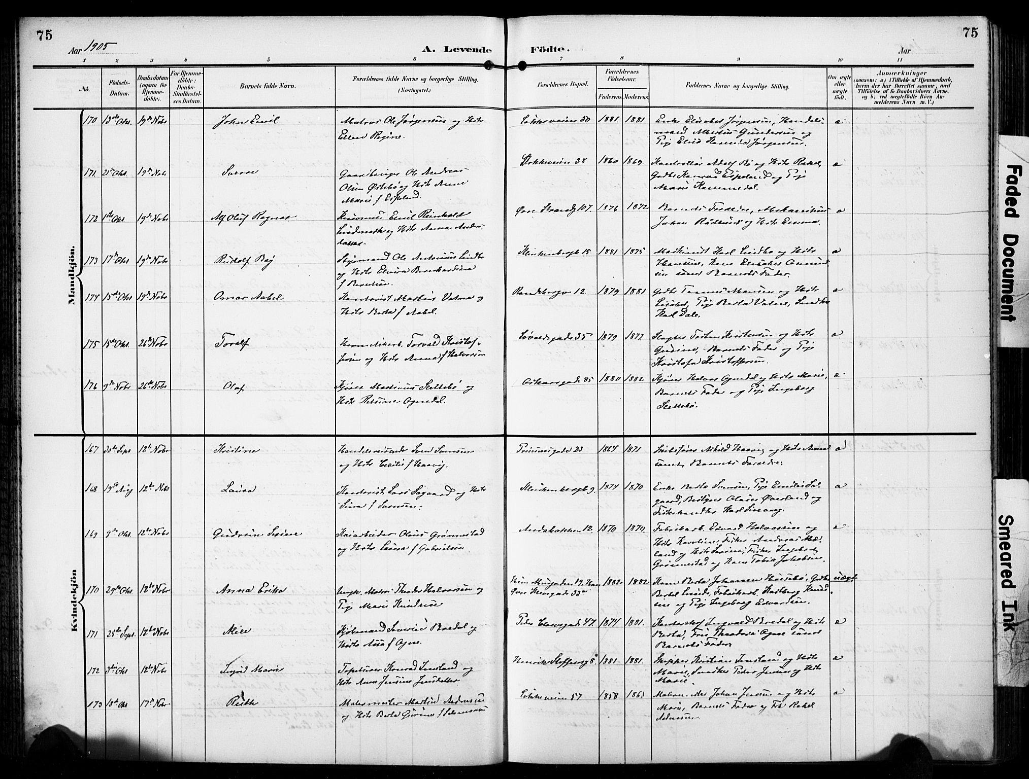 Domkirken sokneprestkontor, AV/SAST-A-101812/001/30/30BB/L0018: Parish register (copy) no. B 18, 1903-1915, p. 75
