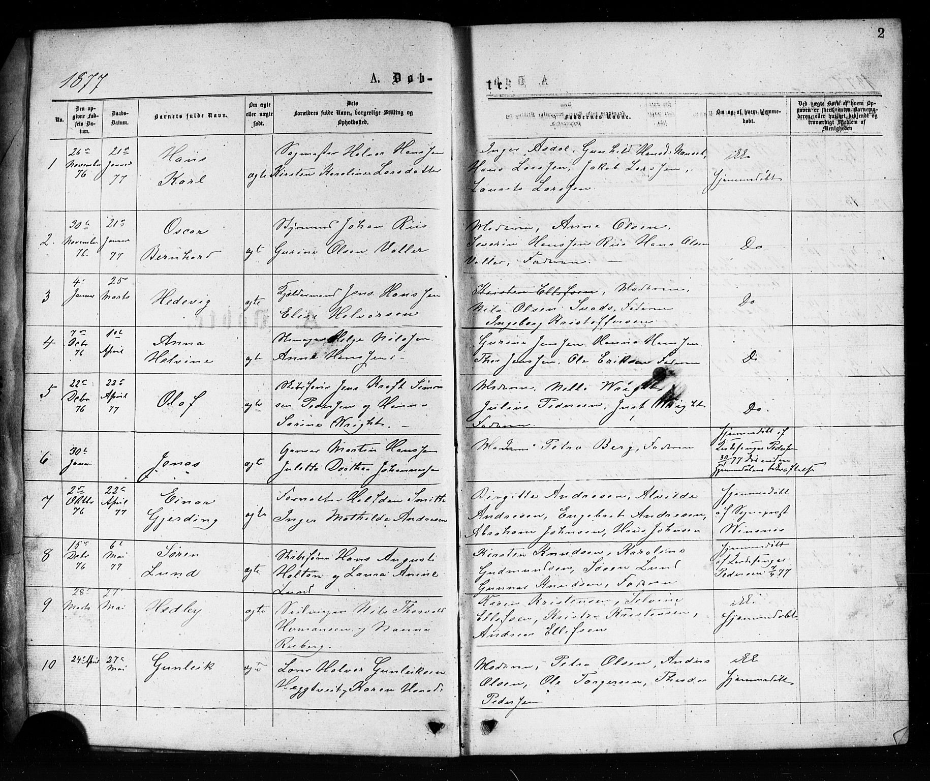 Porsgrunn kirkebøker , AV/SAKO-A-104/G/Ga/L0003: Parish register (copy) no. I 3, 1877-1915, p. 2