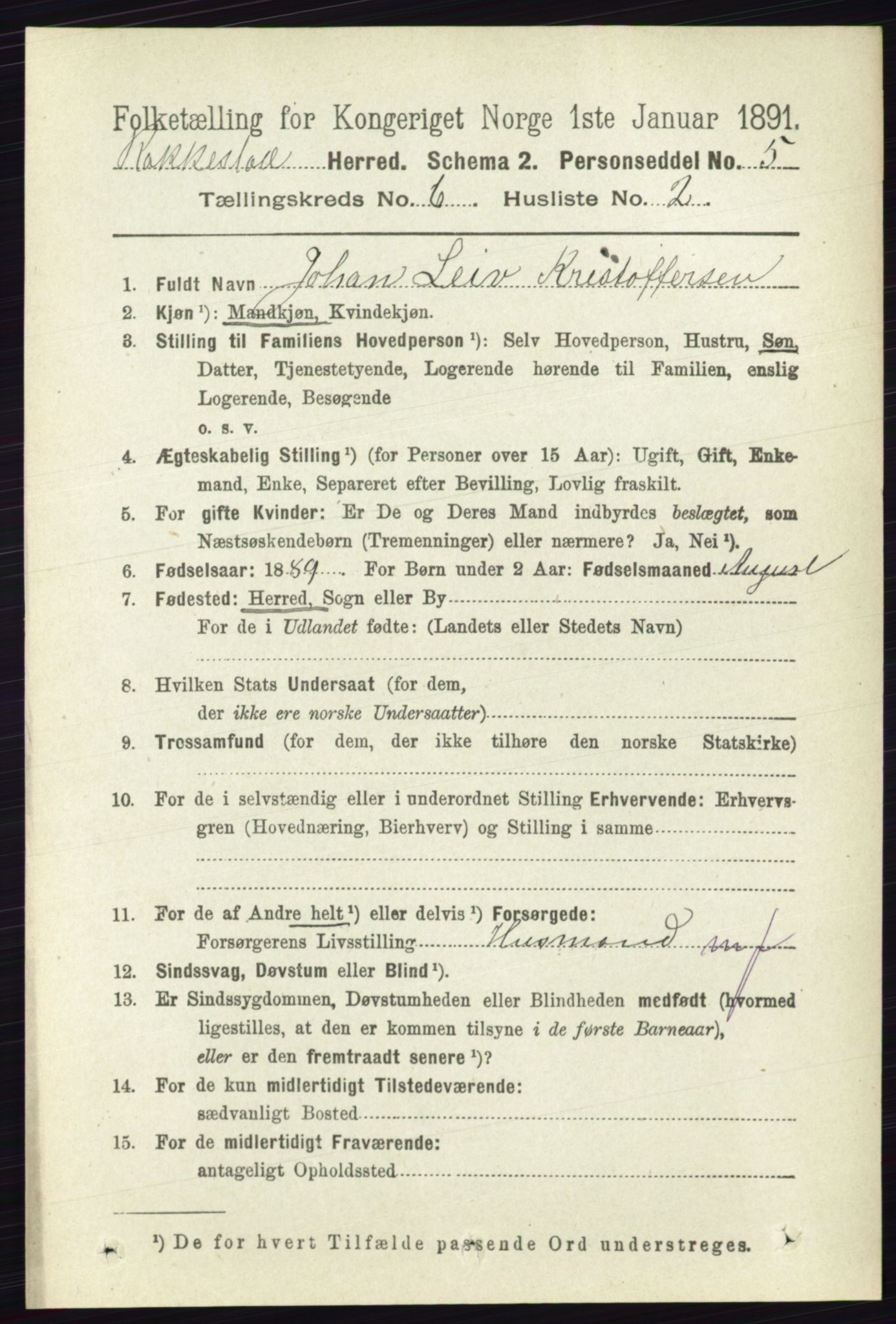 RA, 1891 census for 0128 Rakkestad, 1891, p. 2494