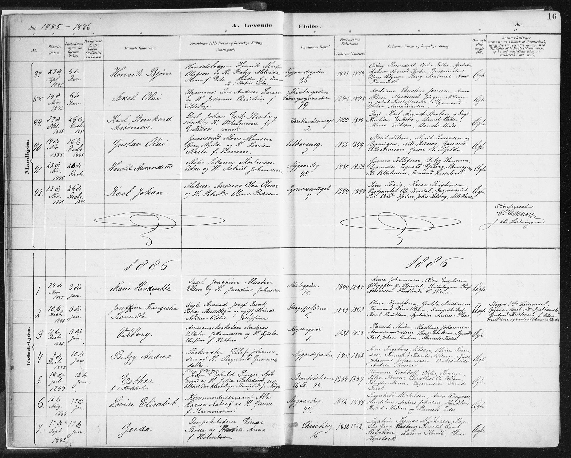 Johanneskirken sokneprestembete, SAB/A-76001/H/Haa/L0001: Parish register (official) no. A 1, 1885-1900, p. 16