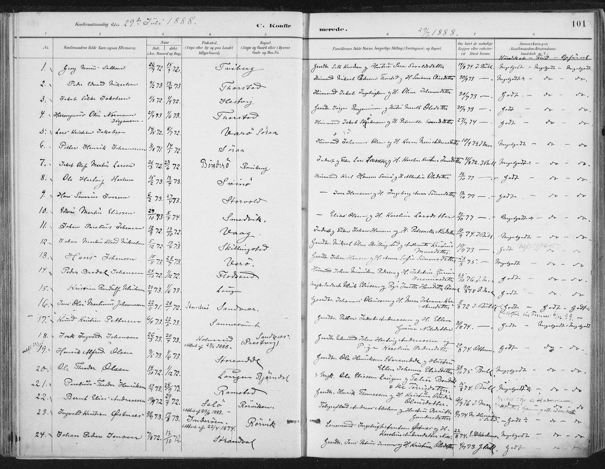 Ministerialprotokoller, klokkerbøker og fødselsregistre - Nord-Trøndelag, SAT/A-1458/784/L0673: Parish register (official) no. 784A08, 1888-1899, p. 101