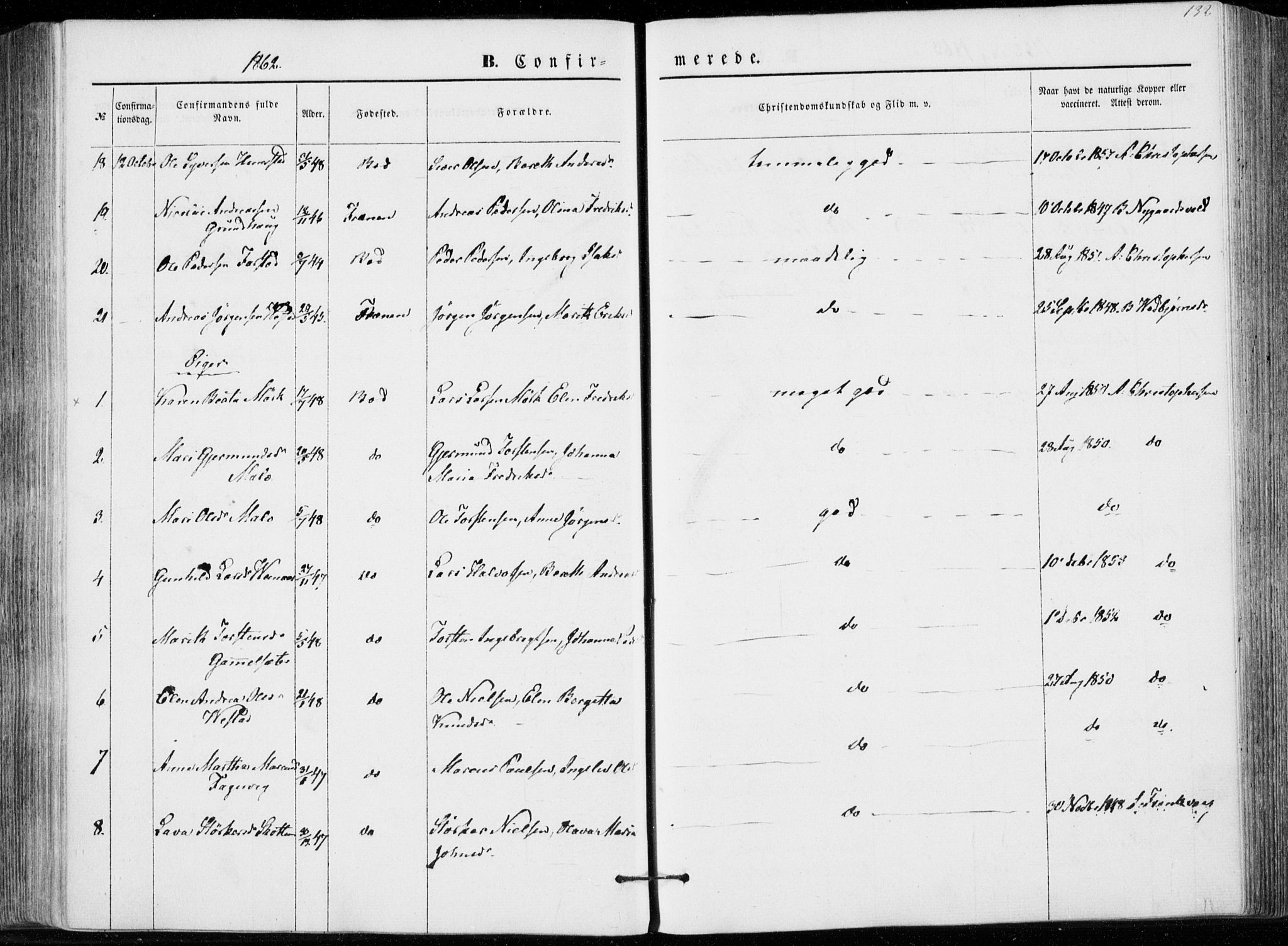 Ministerialprotokoller, klokkerbøker og fødselsregistre - Møre og Romsdal, AV/SAT-A-1454/566/L0767: Parish register (official) no. 566A06, 1852-1868, p. 132