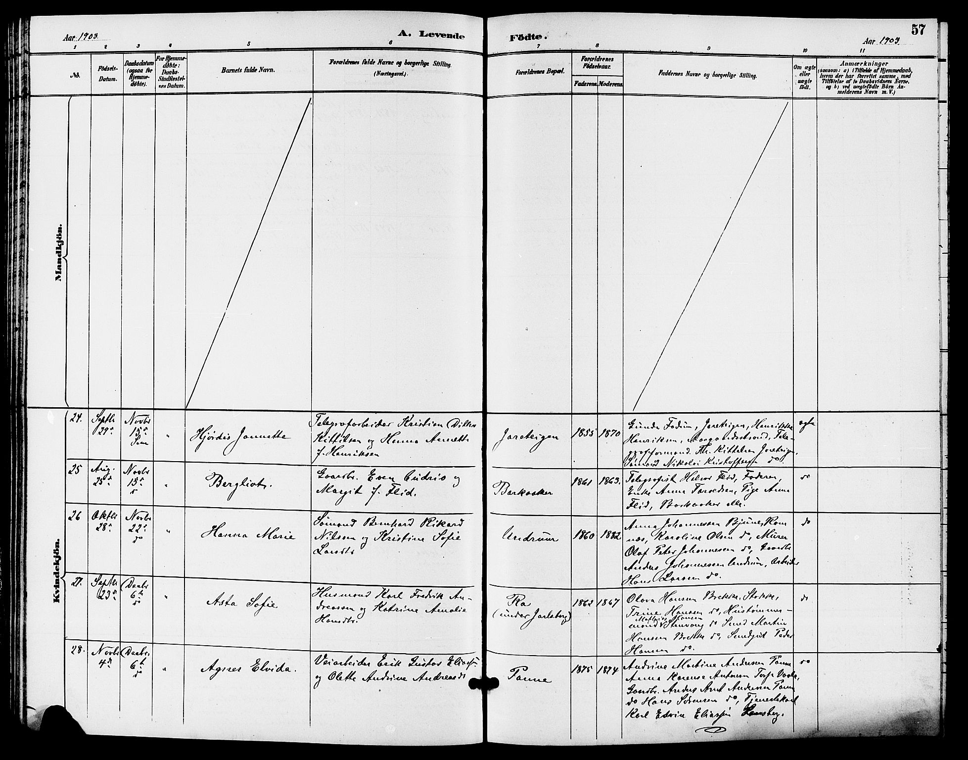 Sem kirkebøker, AV/SAKO-A-5/G/Ga/L0006: Parish register (copy) no. I 6, 1890-1908, p. 57