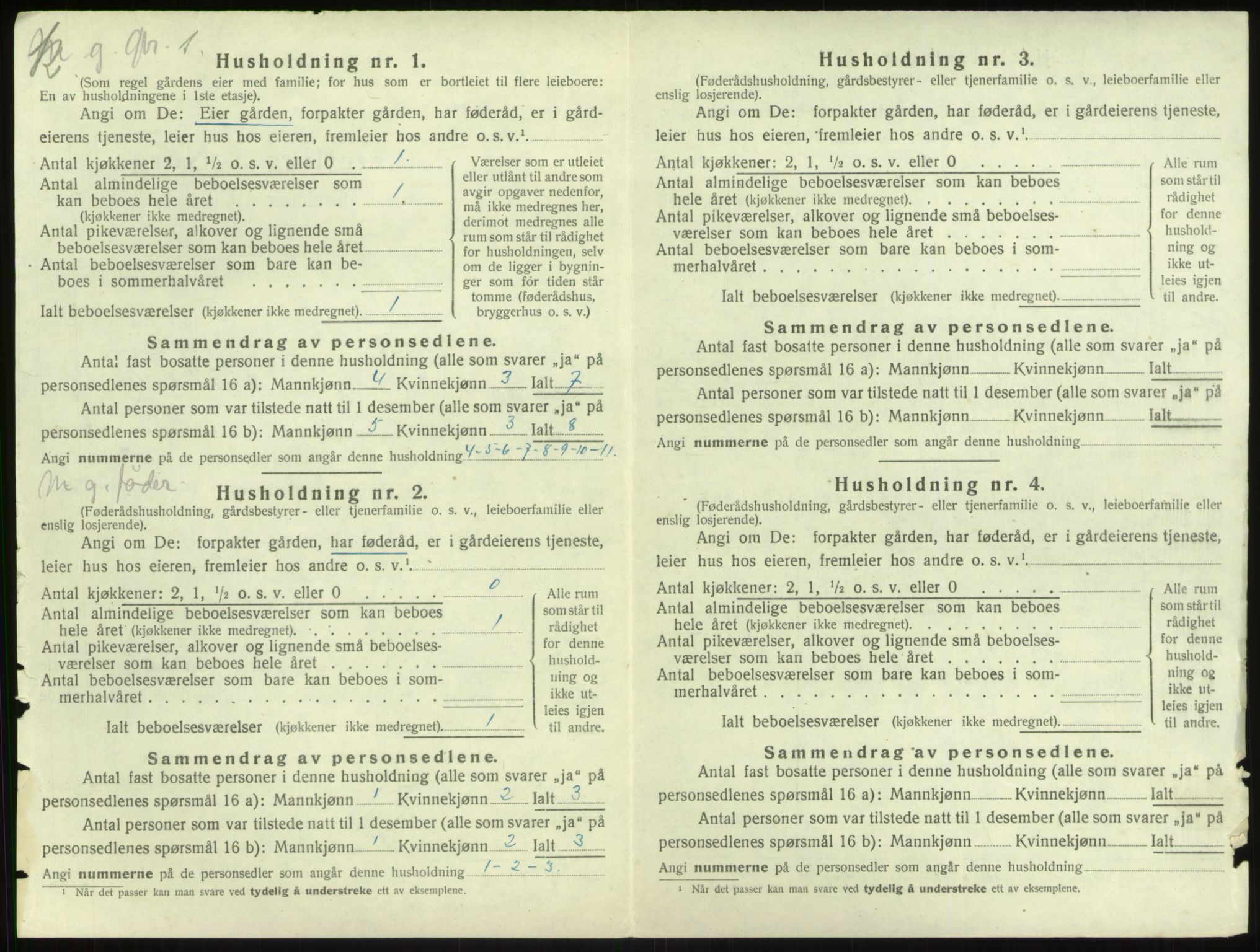 SAB, 1920 census for Vik, 1920, p. 1088