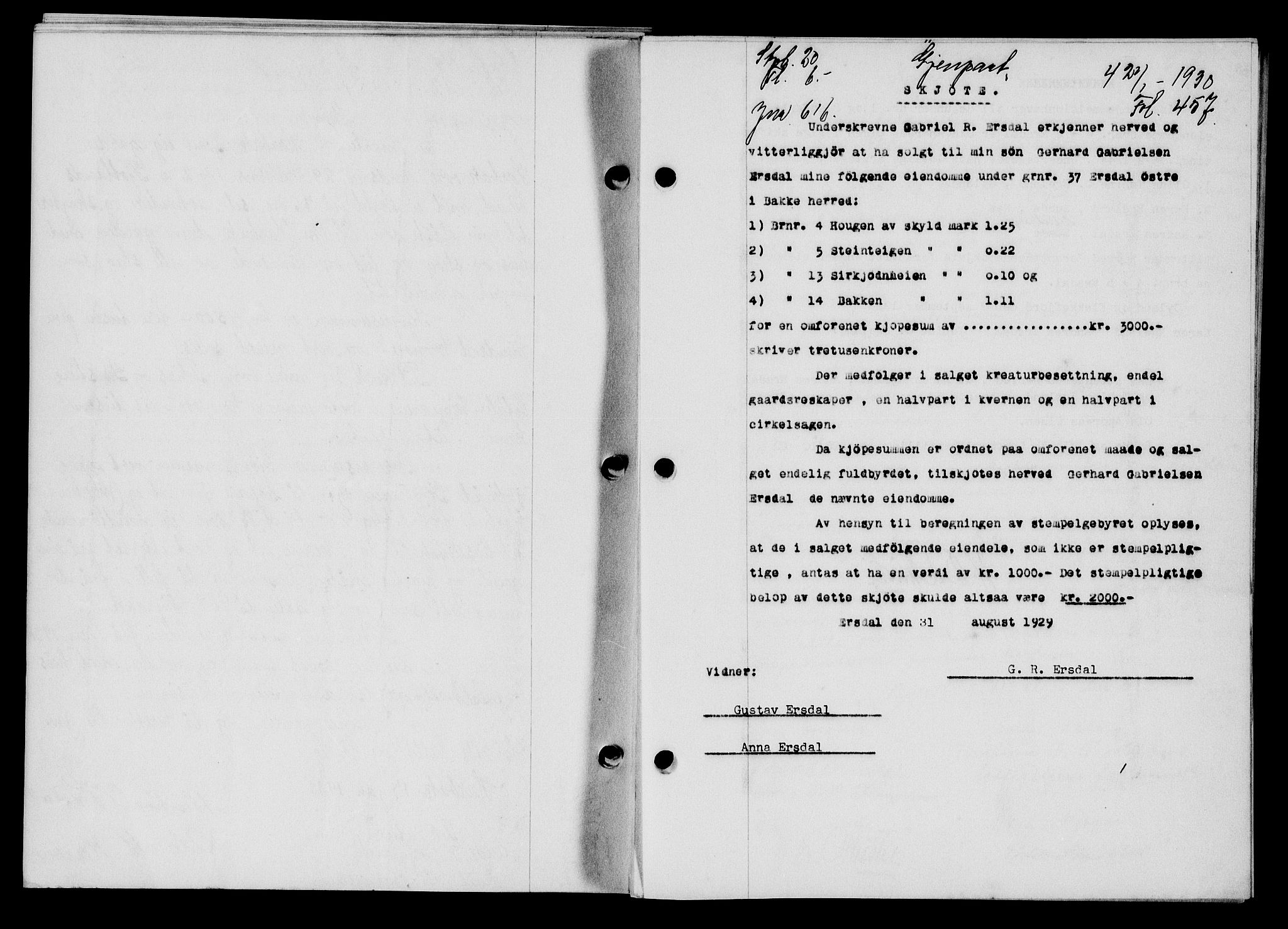 Flekkefjord sorenskriveri, SAK/1221-0001/G/Gb/Gba/L0045: Mortgage book no. 43, 1929-1930, Deed date: 21.01.1930
