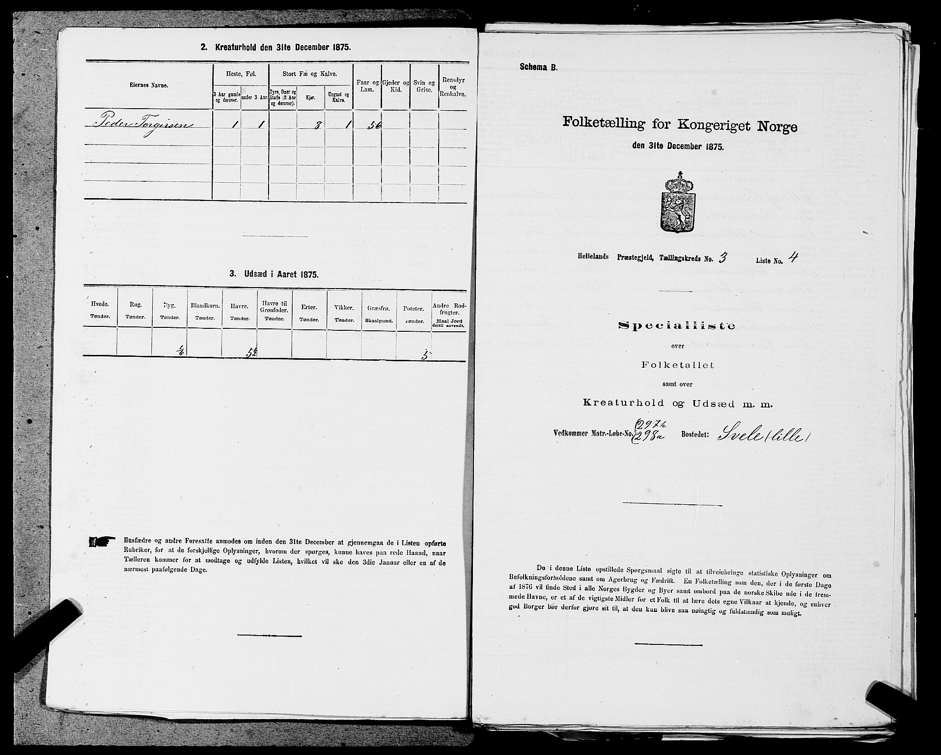 SAST, 1875 census for 1115P Helleland, 1875, p. 779