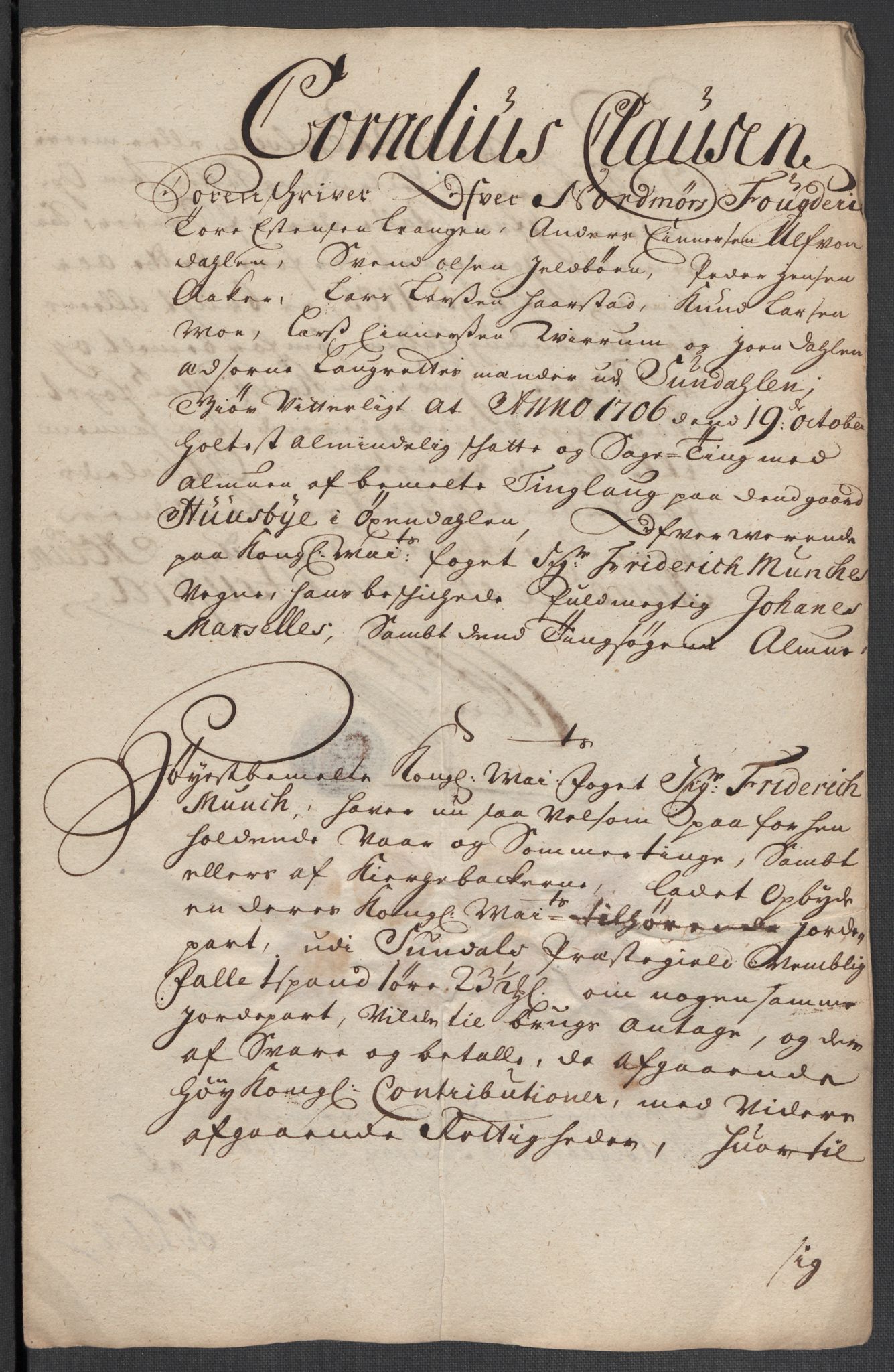 Rentekammeret inntil 1814, Reviderte regnskaper, Fogderegnskap, AV/RA-EA-4092/R56/L3742: Fogderegnskap Nordmøre, 1706-1707, p. 143