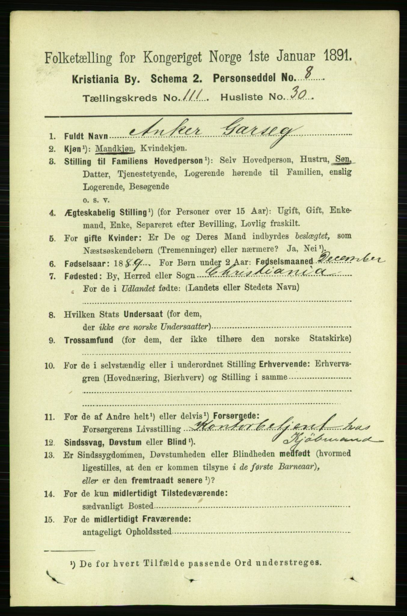 RA, 1891 census for 0301 Kristiania, 1891, p. 58653
