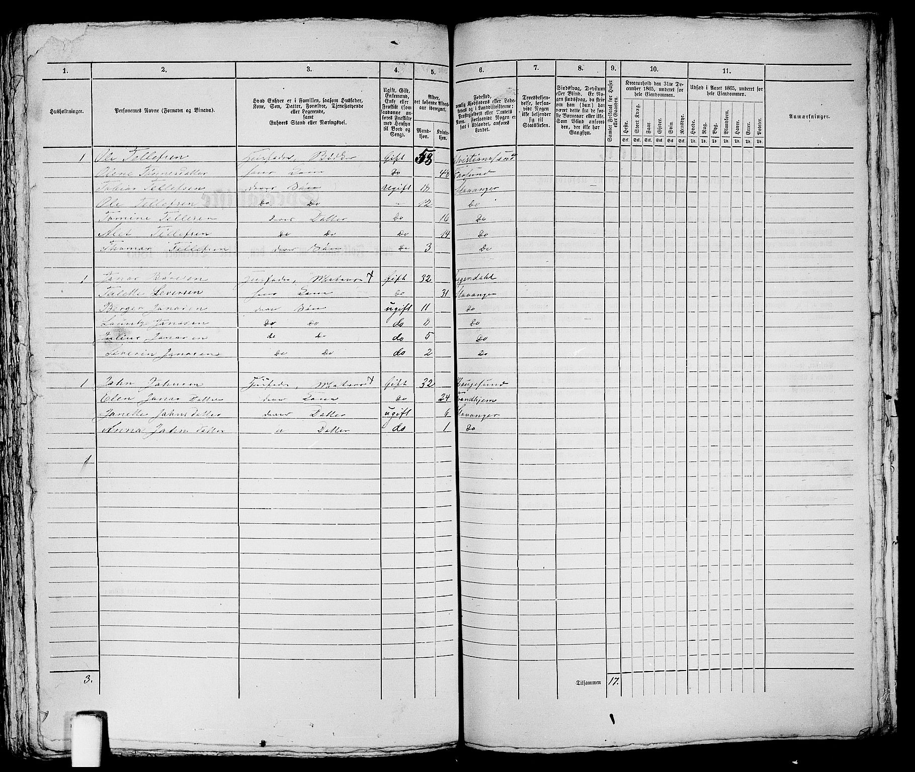 RA, 1865 census for Stavanger, 1865, p. 2368