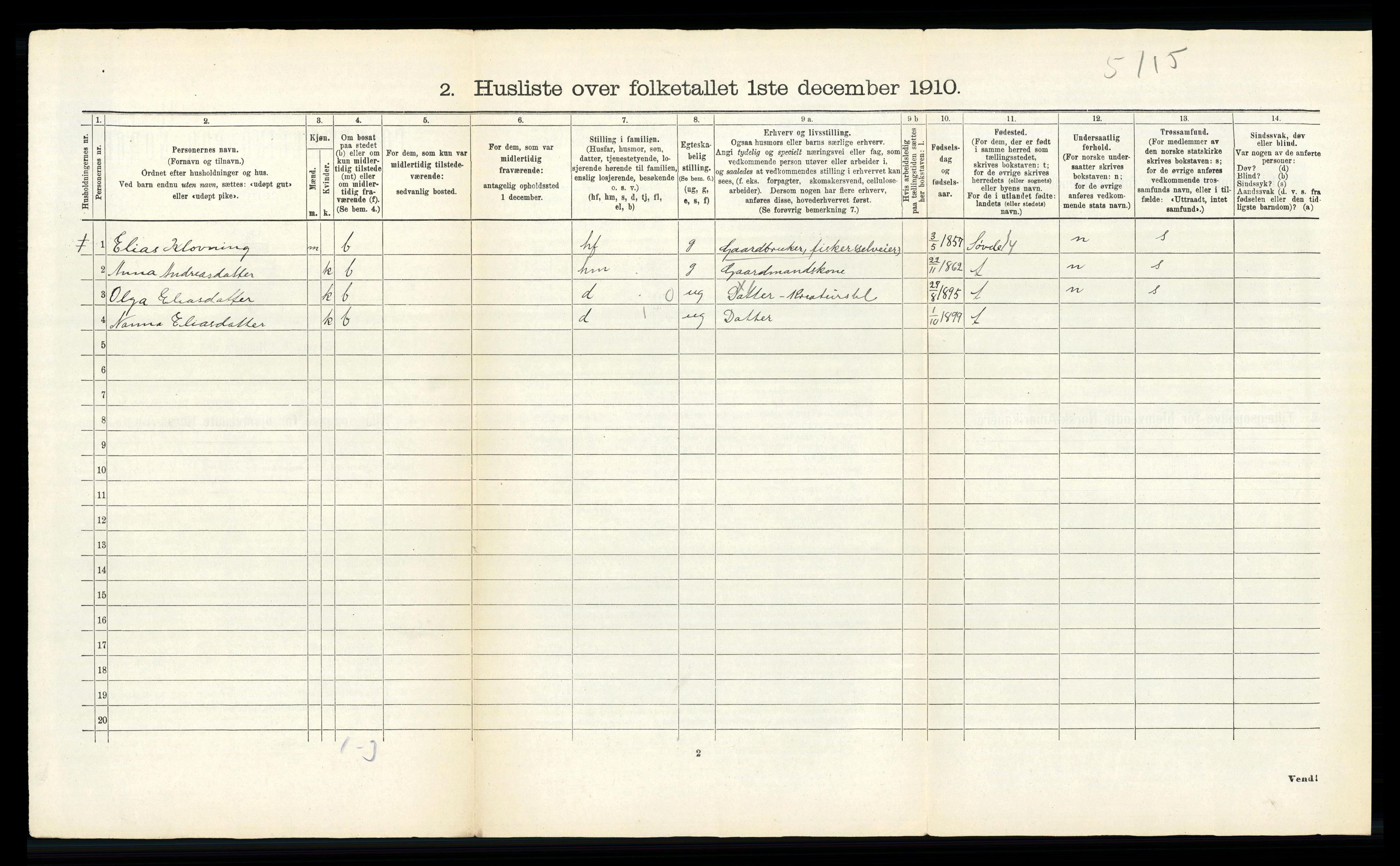 RA, 1910 census for Sande, 1910, p. 43