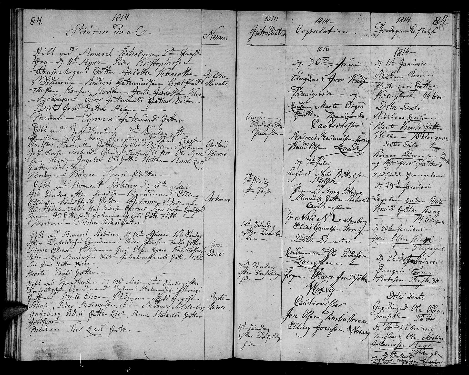 Ministerialprotokoller, klokkerbøker og fødselsregistre - Møre og Romsdal, AV/SAT-A-1454/522/L0309: Parish register (official) no. 522A04, 1810-1816, p. 84-85