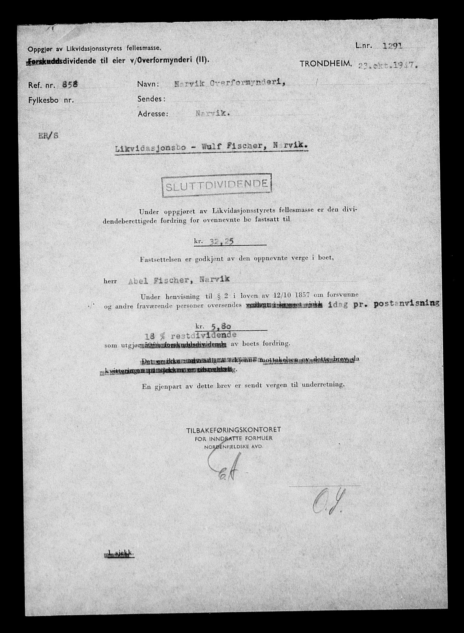 Justisdepartementet, Tilbakeføringskontoret for inndratte formuer, AV/RA-S-1564/H/Hc/Hcb/L0913: --, 1945-1947, p. 197