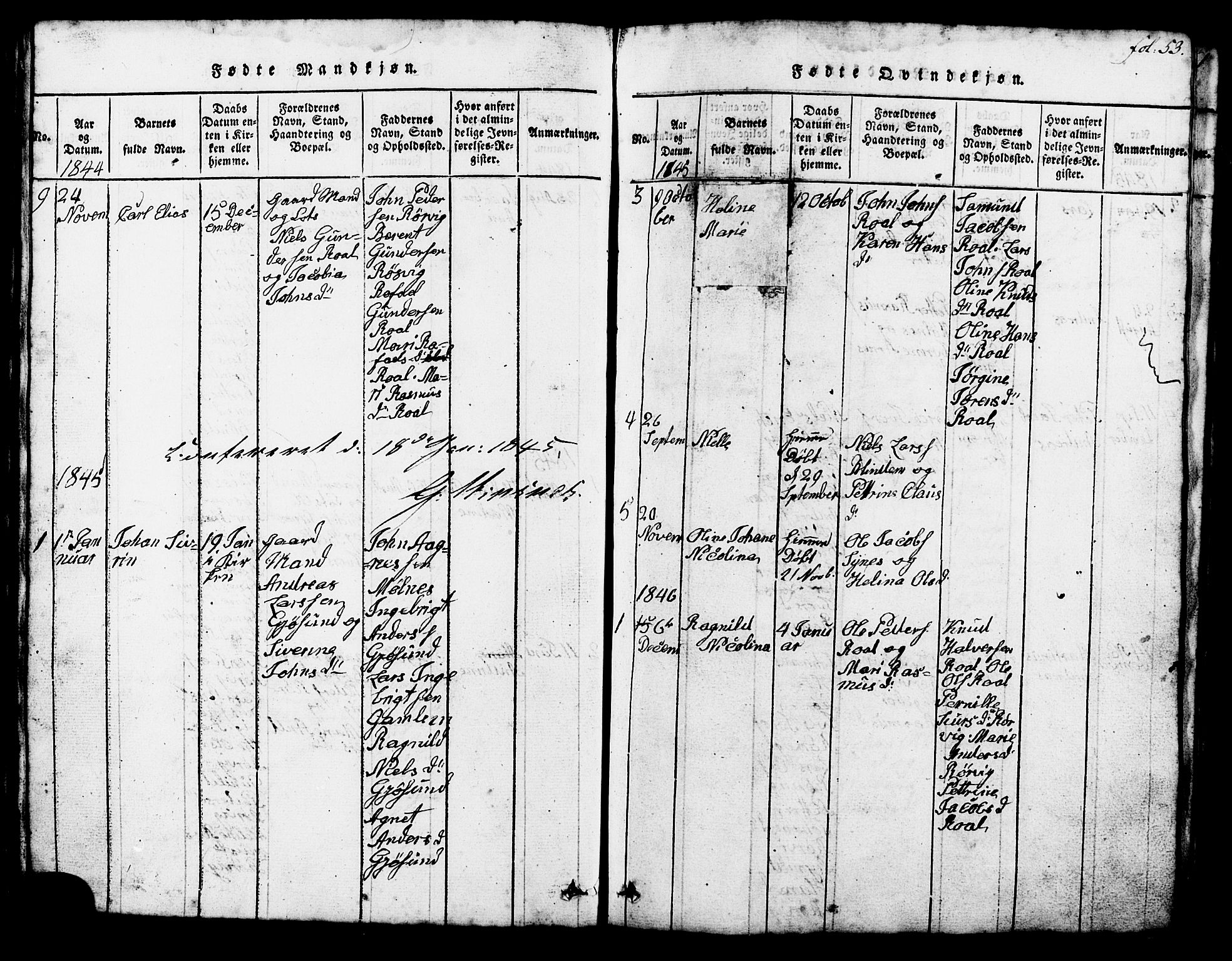 Ministerialprotokoller, klokkerbøker og fødselsregistre - Møre og Romsdal, SAT/A-1454/537/L0520: Parish register (copy) no. 537C01, 1819-1868, p. 53
