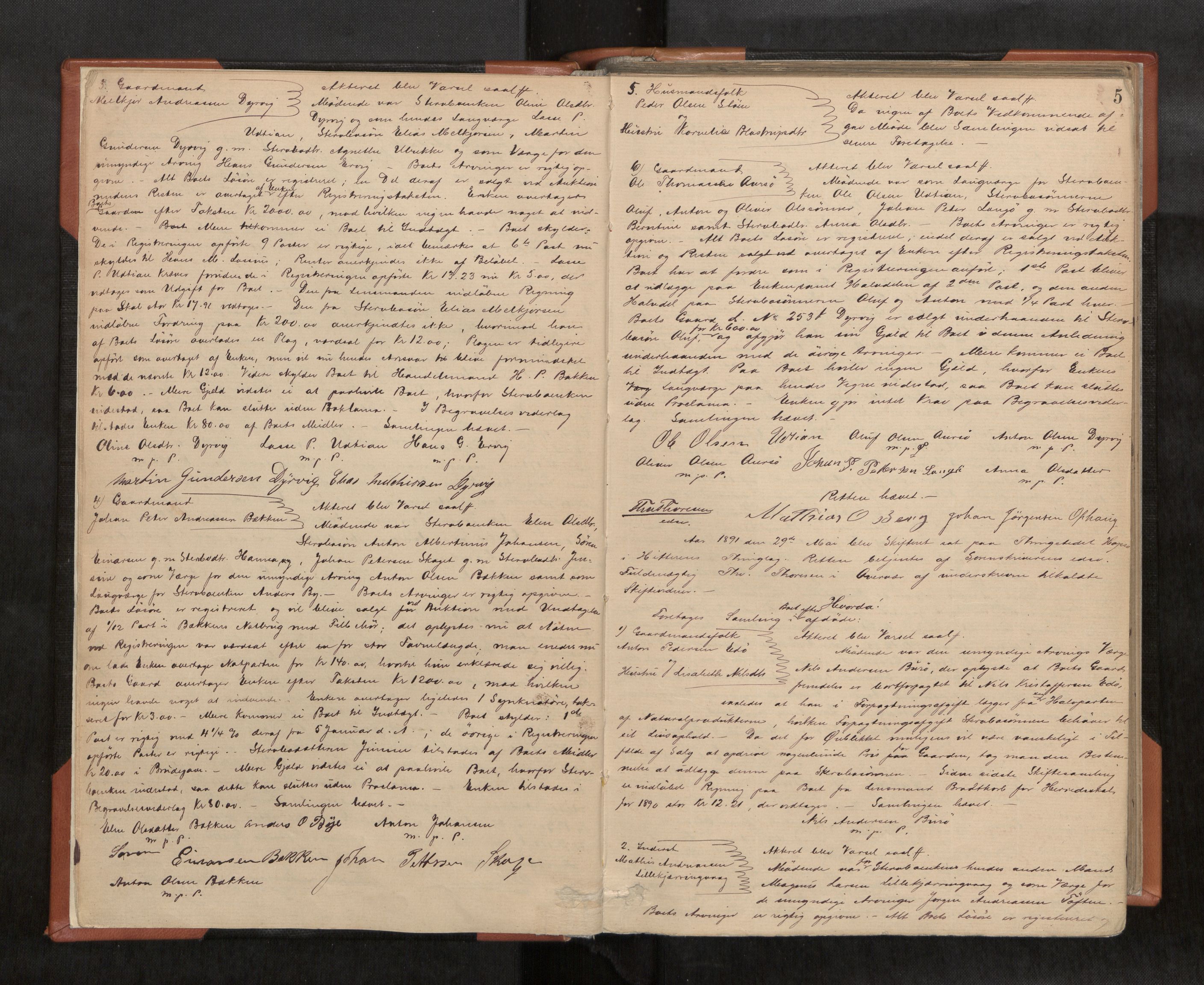 Fosen sorenskriveri, AV/SAT-A-1107/1/3/3B/L0006: Skiftebehandlingsprotokoll, 1890-1902, p. 5