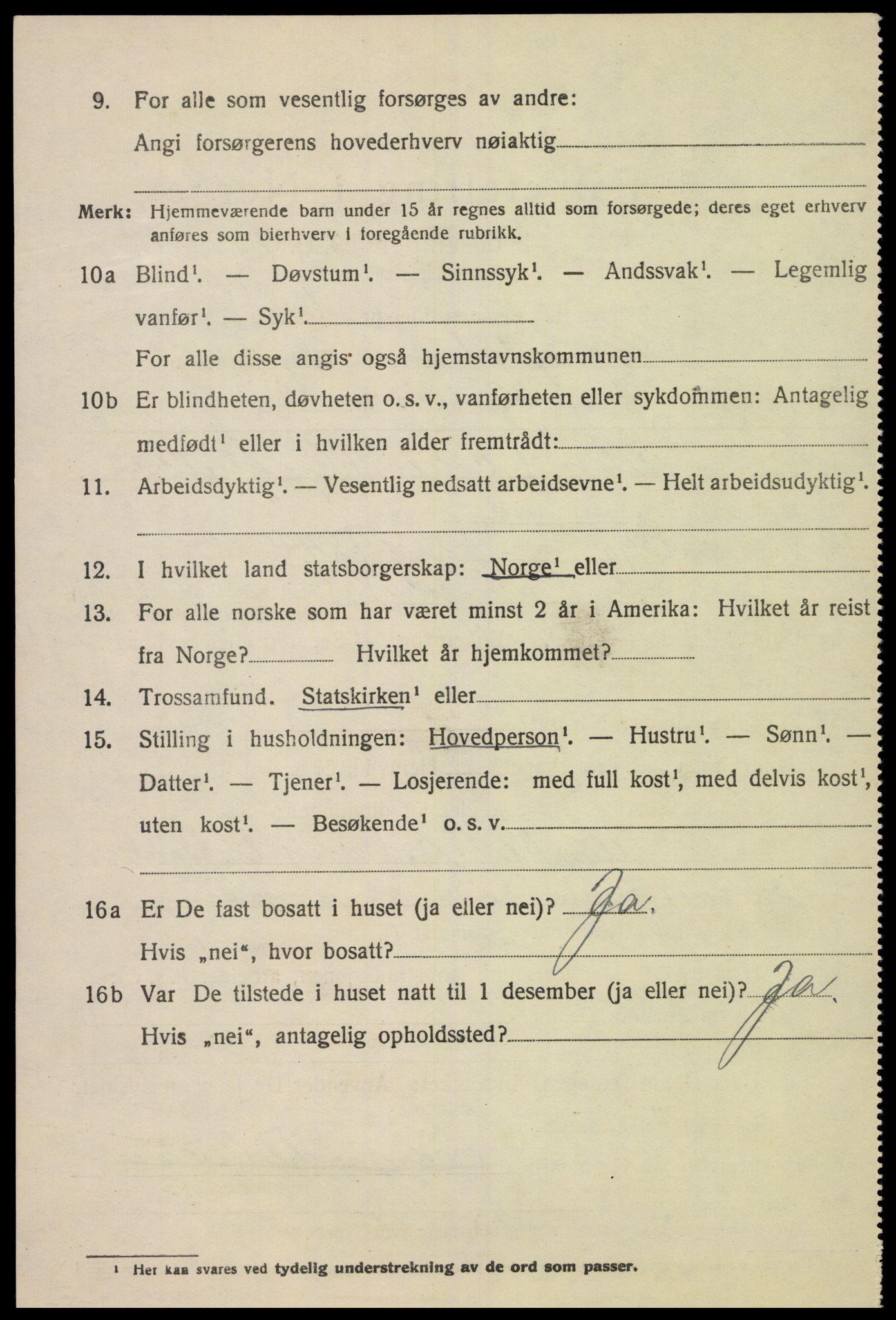 SAK, 1920 census for Lyngdal, 1920, p. 3332