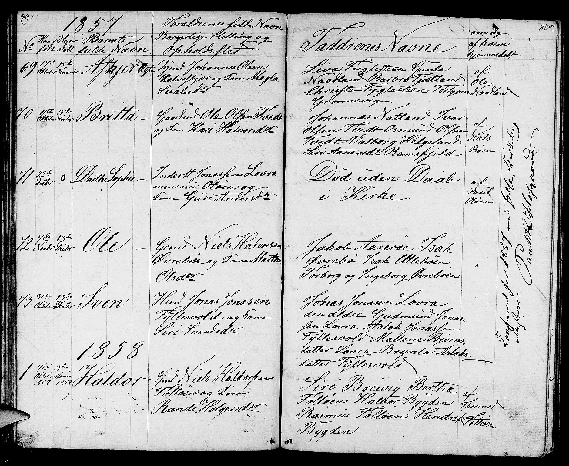 Jelsa sokneprestkontor, SAST/A-101842/01/V: Parish register (copy) no. B 2, 1852-1863, p. 79-80